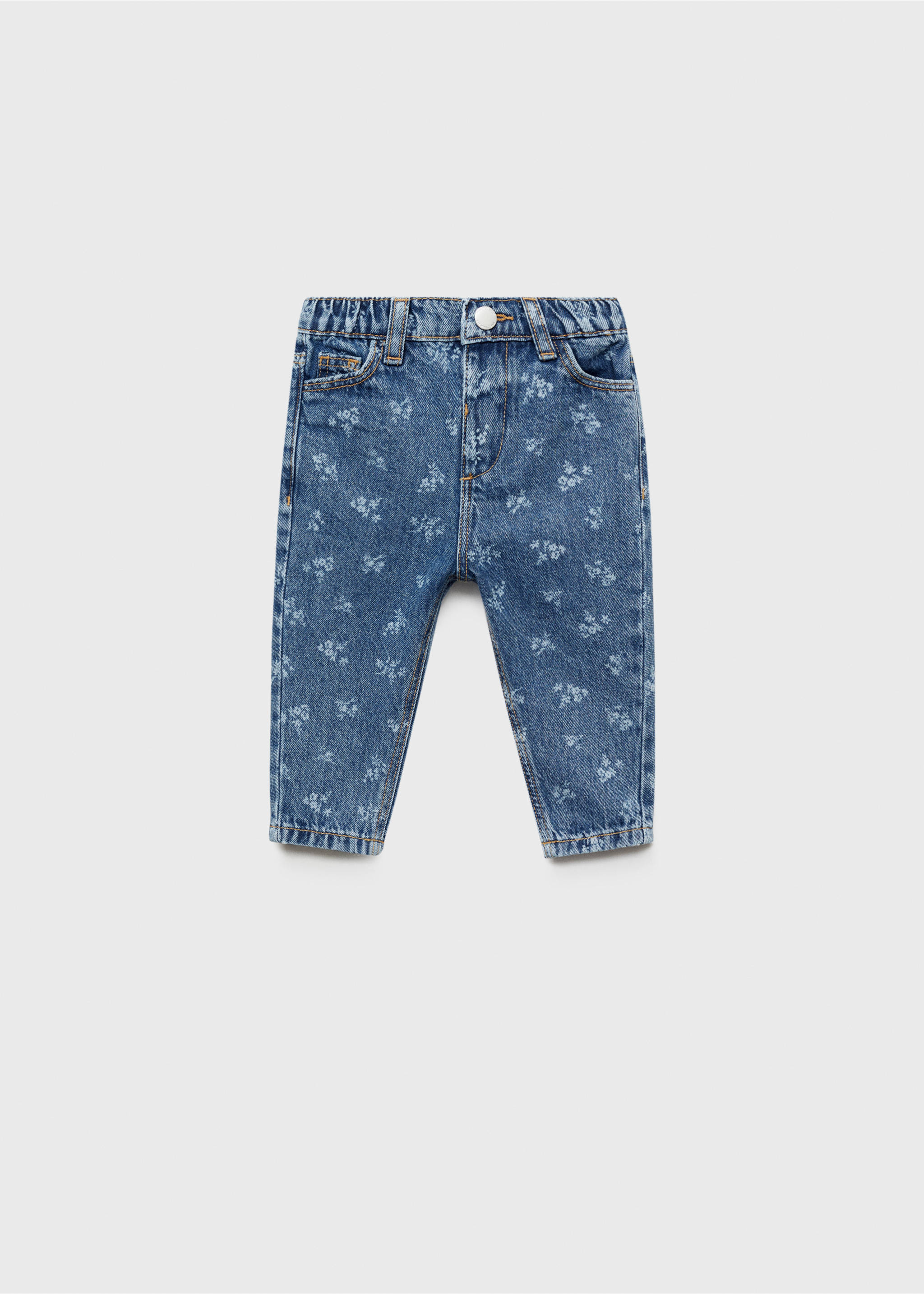 Printed straight jeans - Article without model, Medium Blue. Ref: 87064798-00.