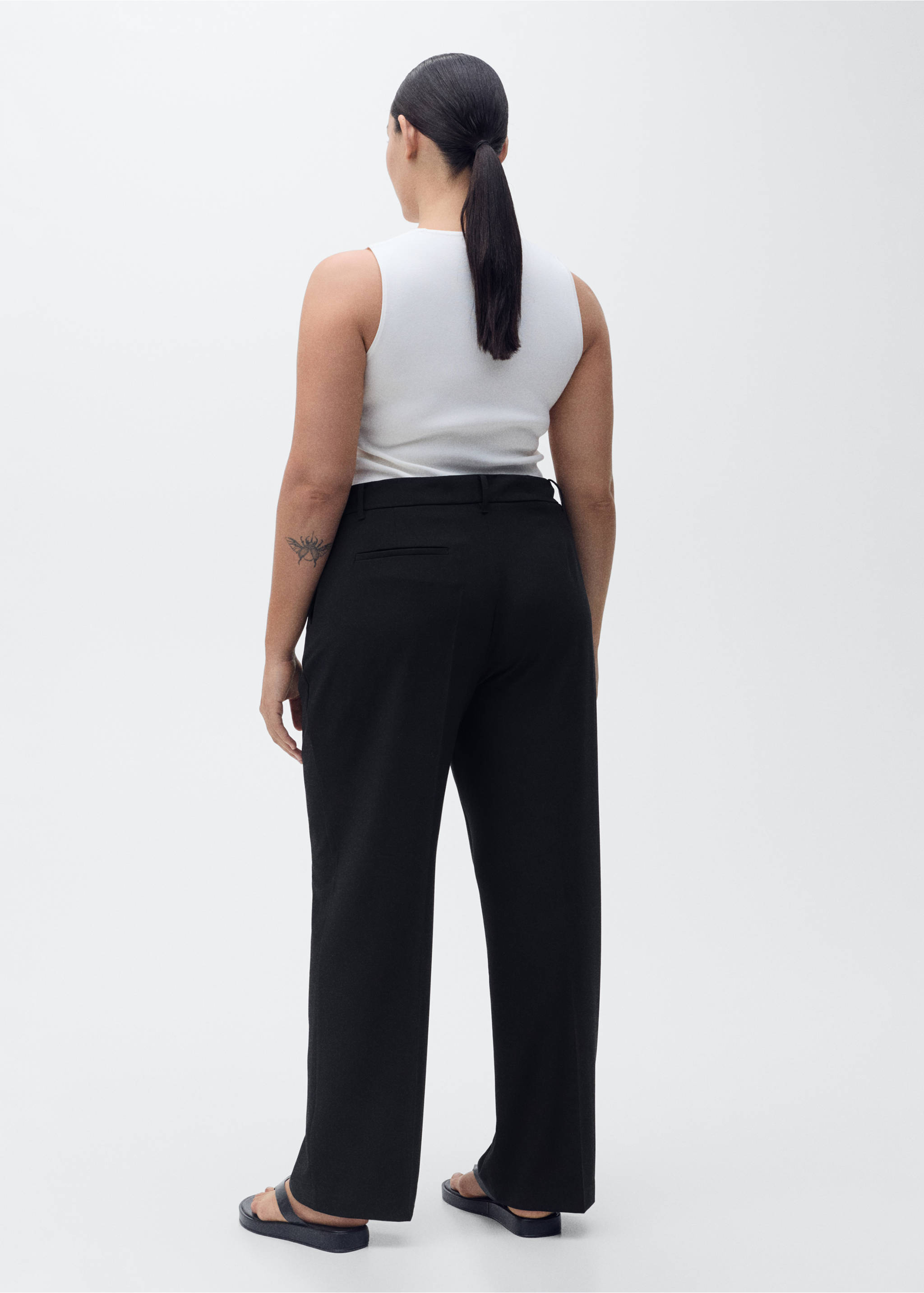 Straight mid-rise trousers - Details of the article 4, Black. Ref: 87064800-00.