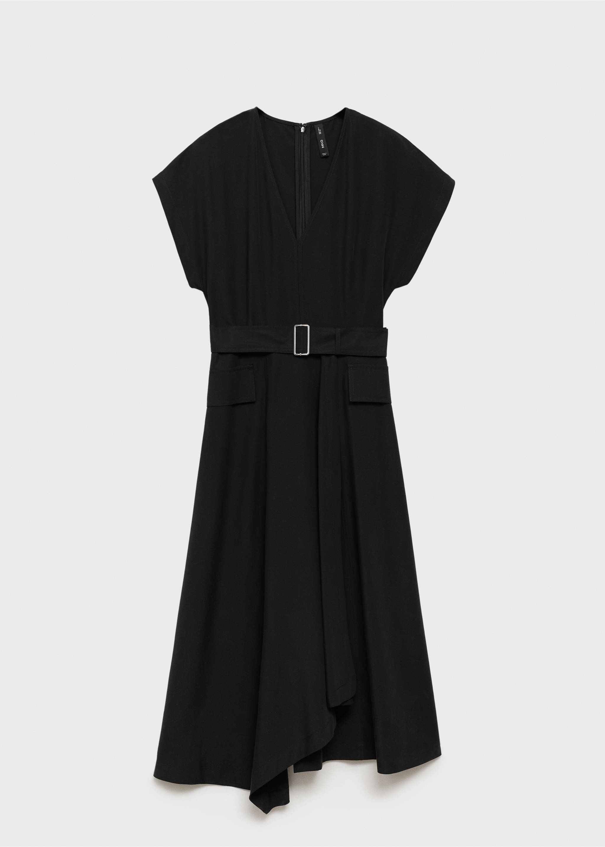 Asymmetrical dress with belt - Article without model, Black. Ref: 87064801-00.