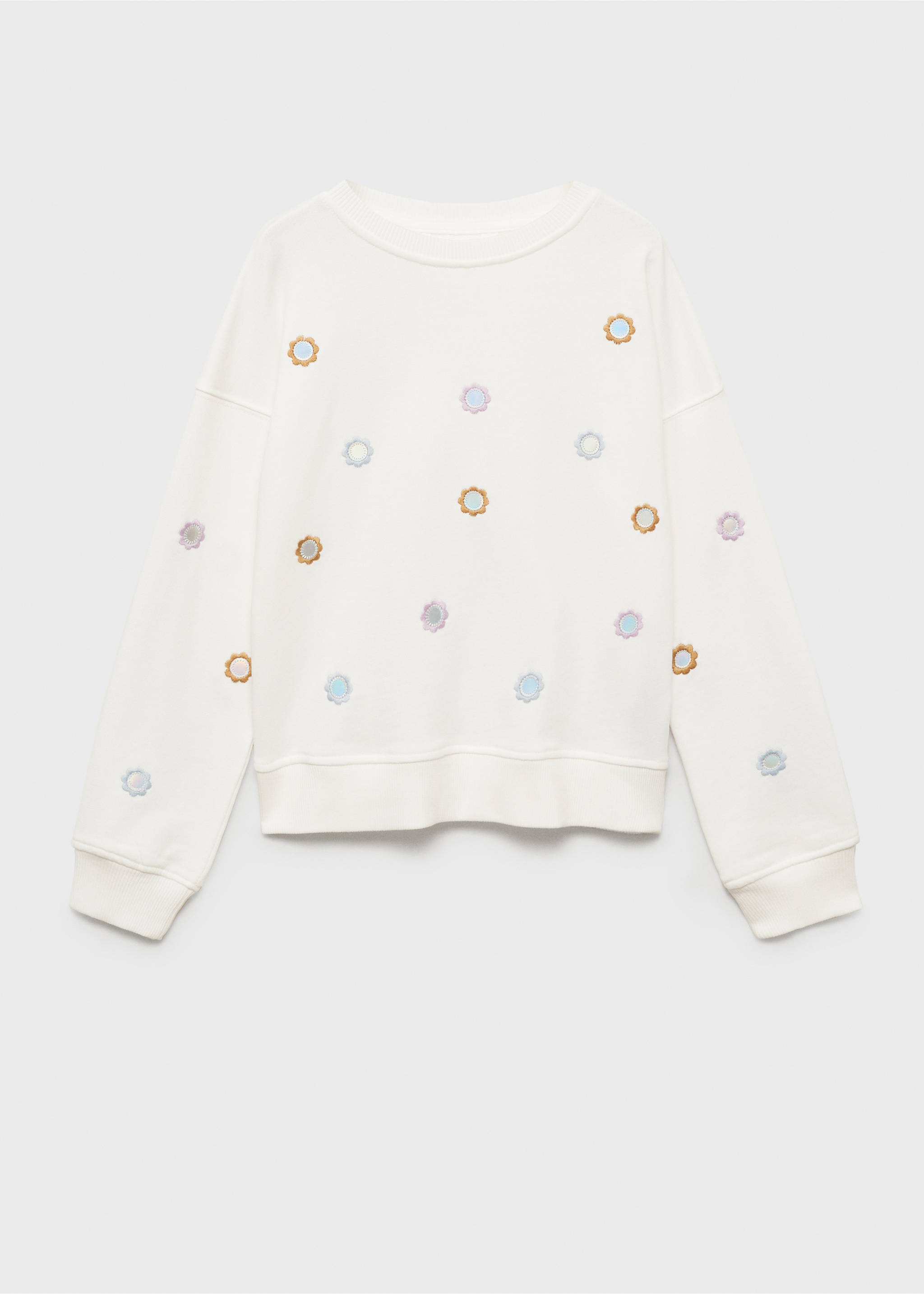 Sudadera apliques flores - Artículo sin modelo, Blanco roto. Ref: 87064806-00.