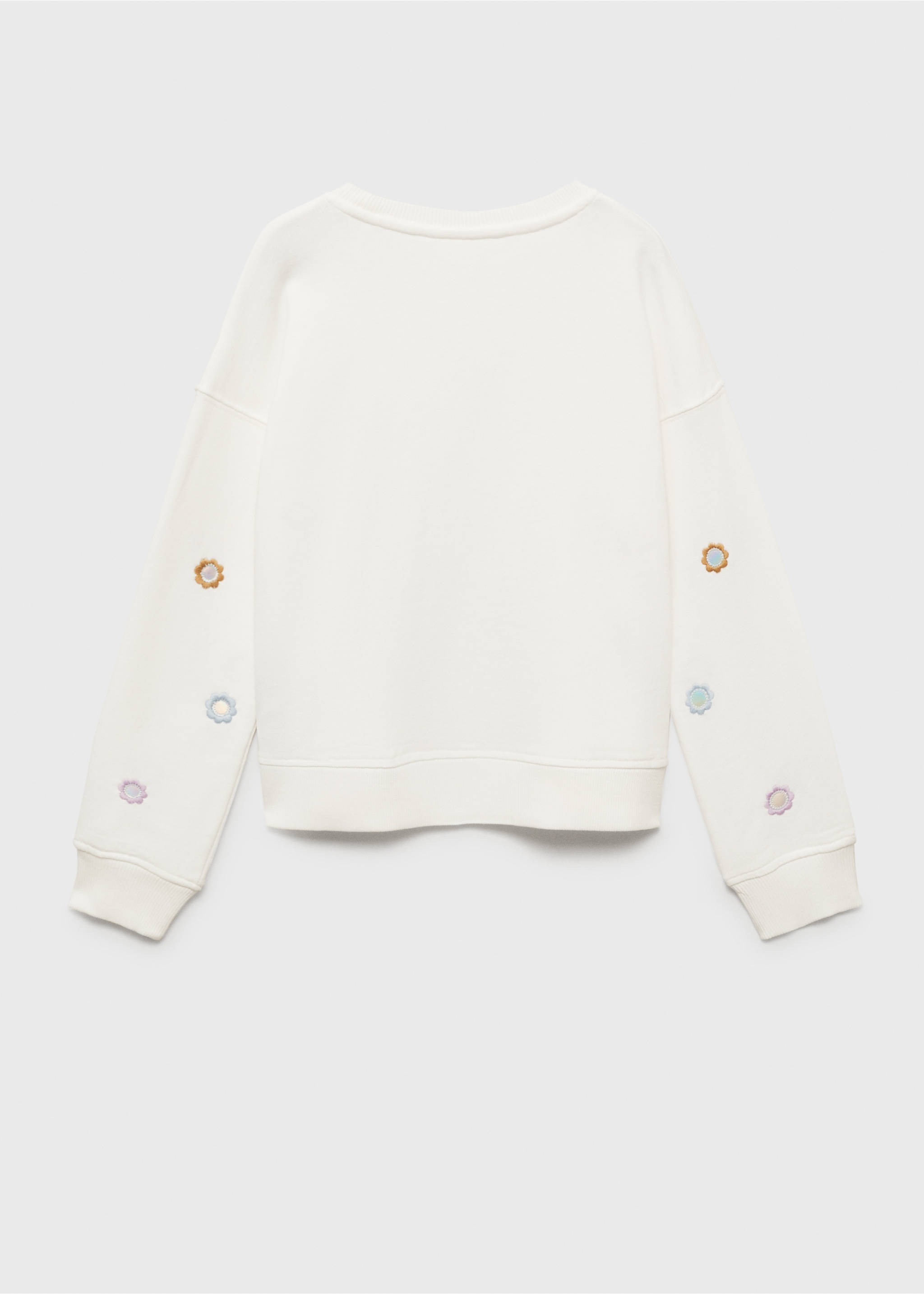 Sudadera apliques flores - Reverso del artículo, Blanco roto. Ref: 87064806-00.