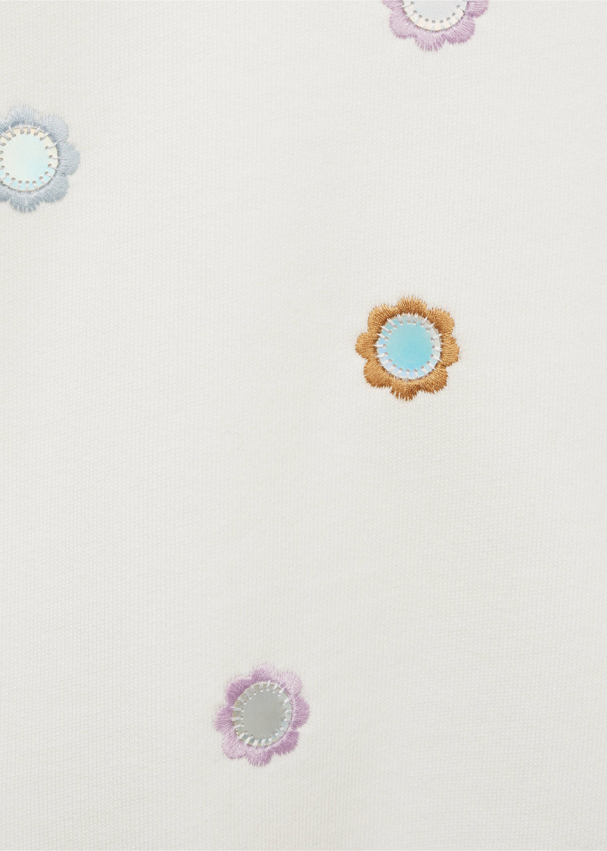 Sudadera apliques flores - Detalle del artículo 8, Blanco roto. Ref: 87064806-00.