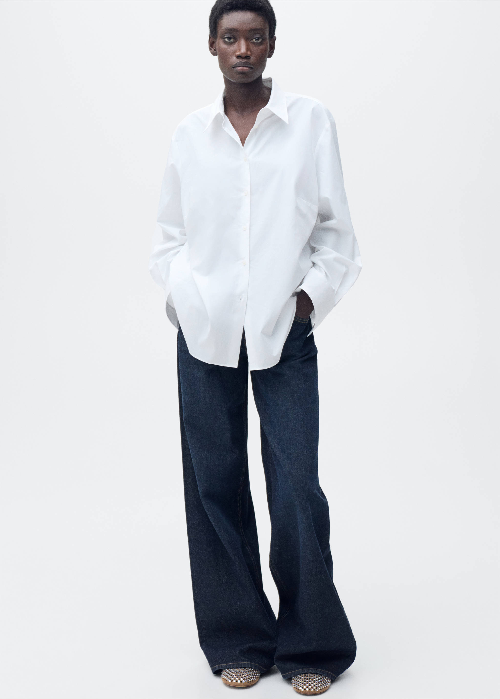 Rhinestone die-cut ballet flats - Details of the article 9, Beige. Ref: 87065139-00.