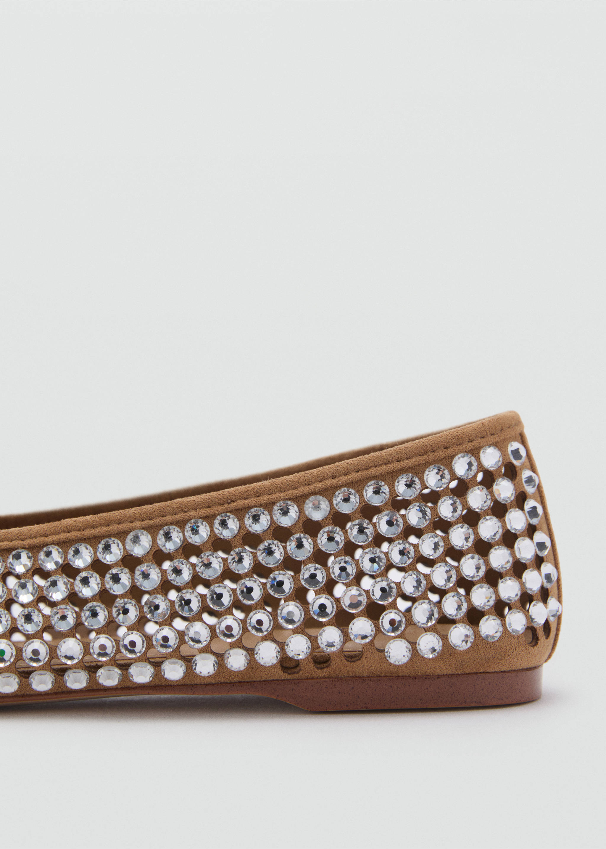 Rhinestone die-cut ballet flats - Details of the article 1, Beige. Ref: 87065139-00.