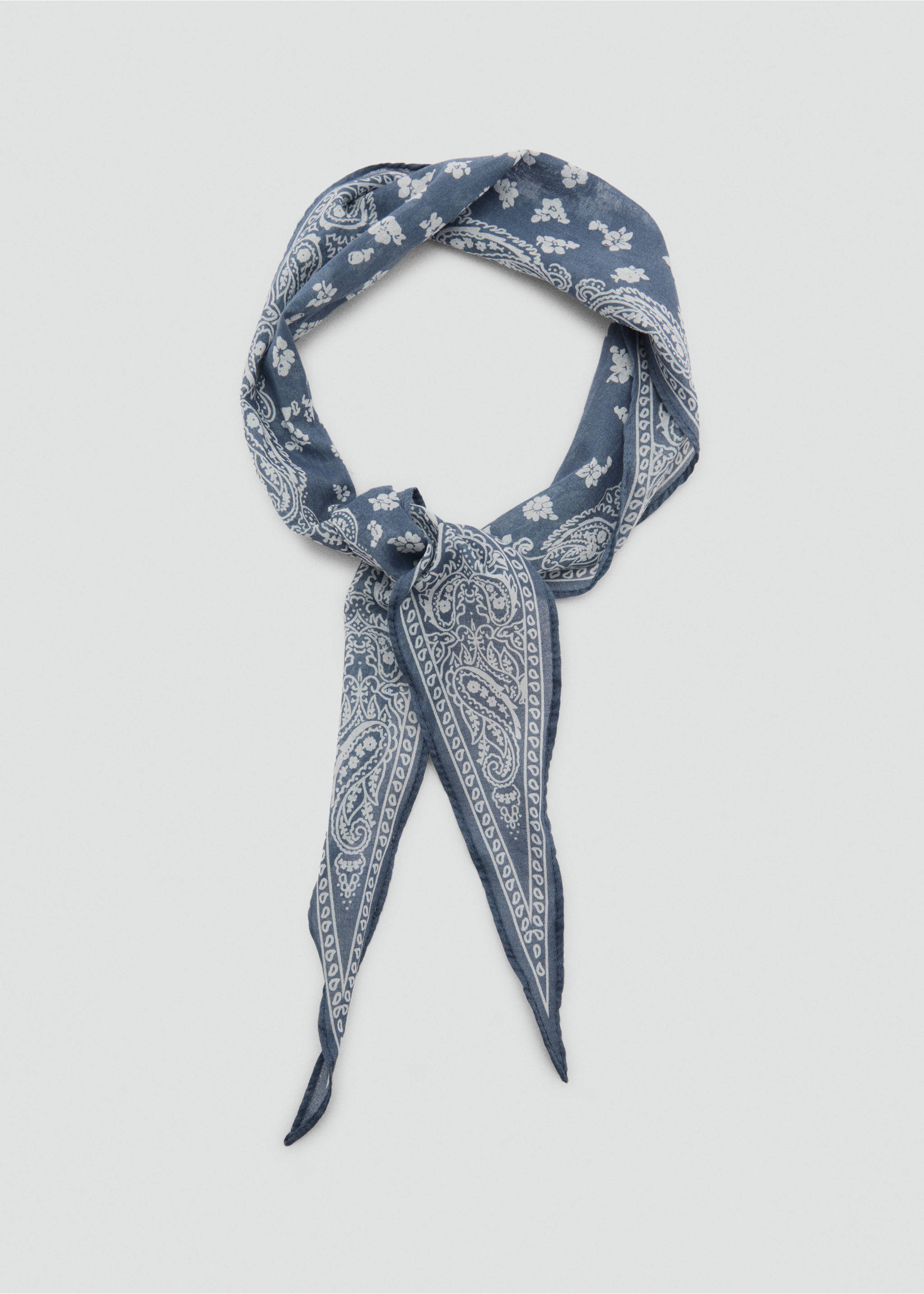 Printed bandana scarf - Details of the article 1, Blue. Ref: 87065142-00.