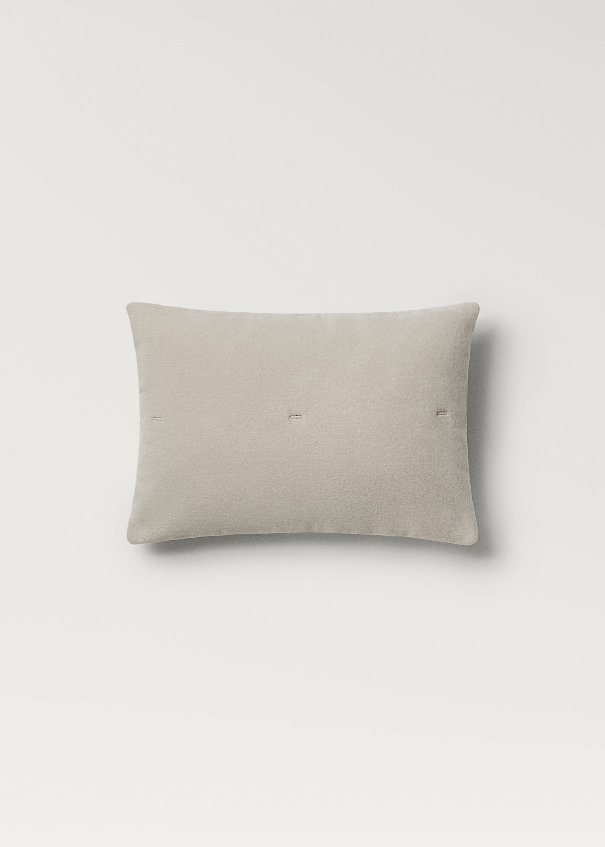 Beige rectangular bed cushion cover with central stitch details, Light/Pastel Grey. Ref: 87065144-00.