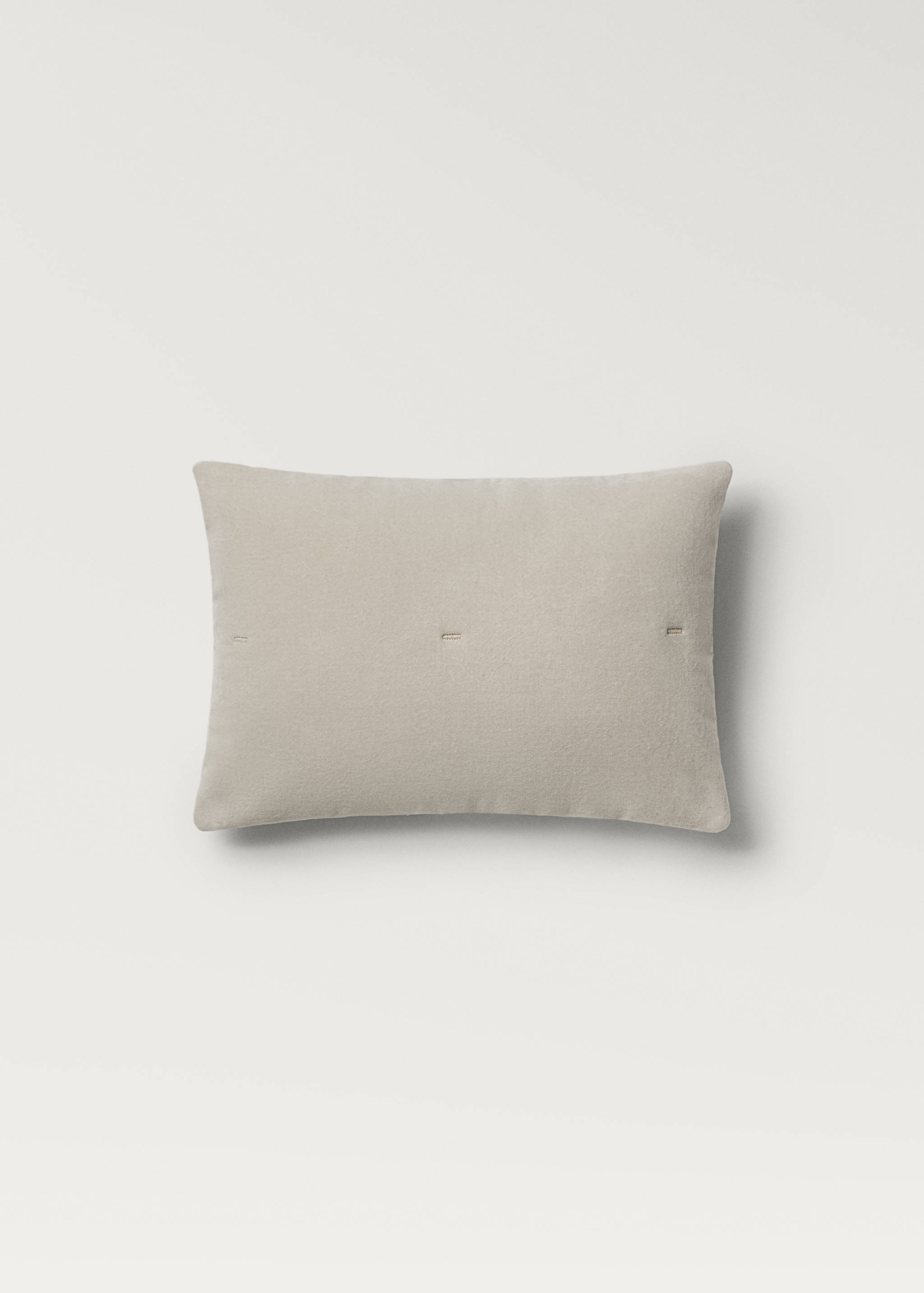 Beige rectangular bed cushion cover with central stitch details