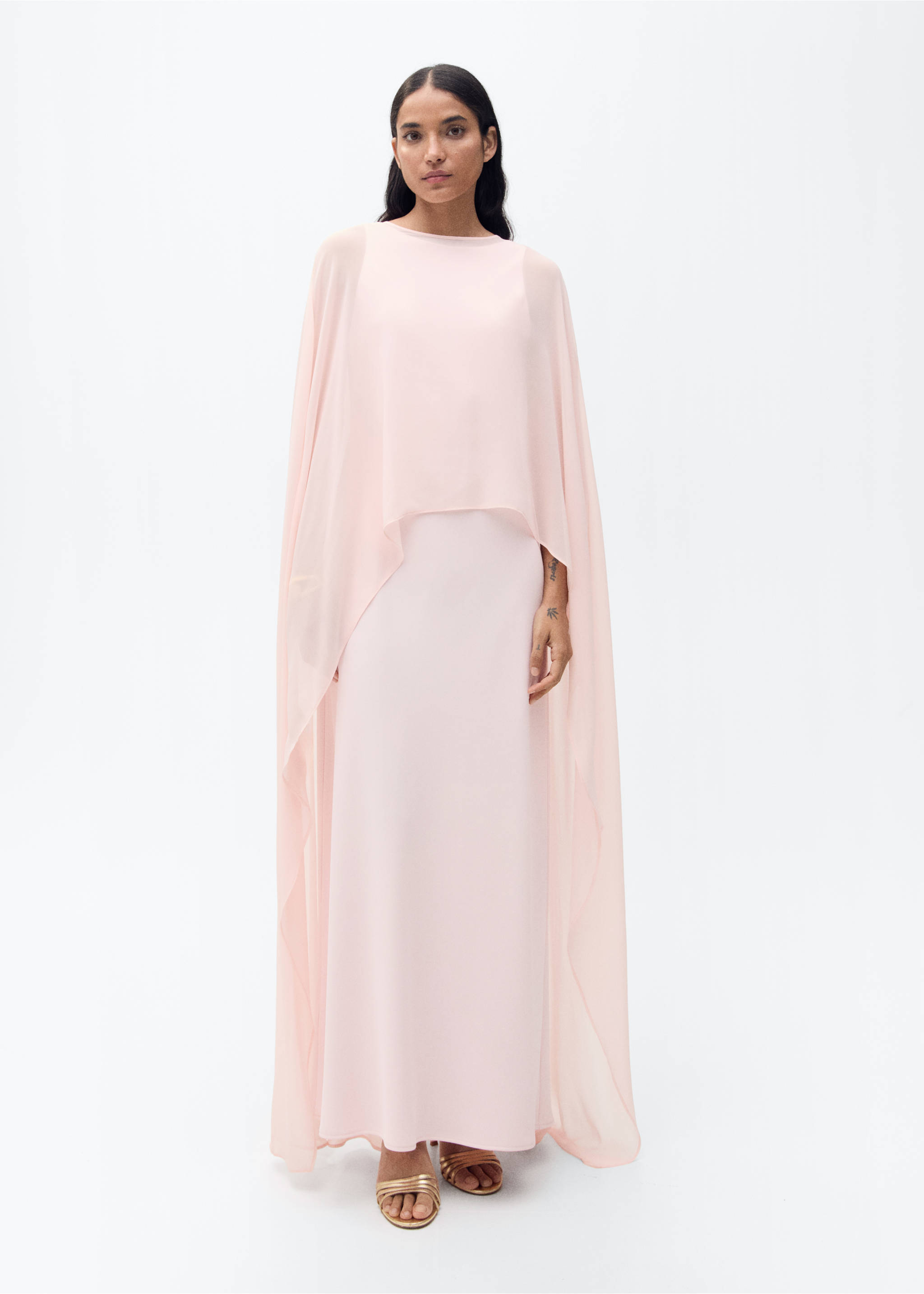 Langes durchsichtiges Cape - Allgemeine Ansicht, Pastellrosa. Ref: 87065724-00.