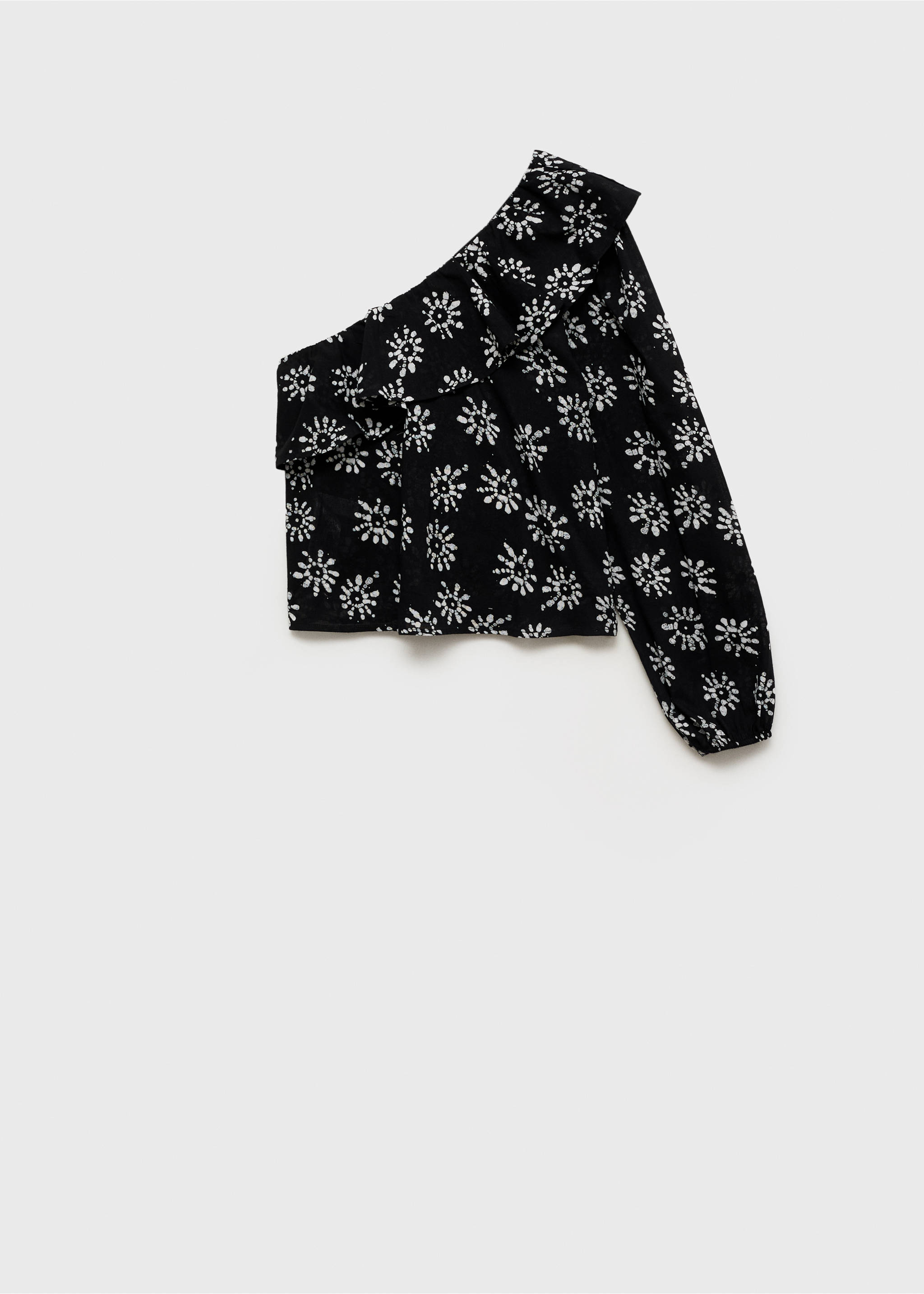 Asymmetrical printed blouse - Article without model, Black. Ref: 87065725-00.