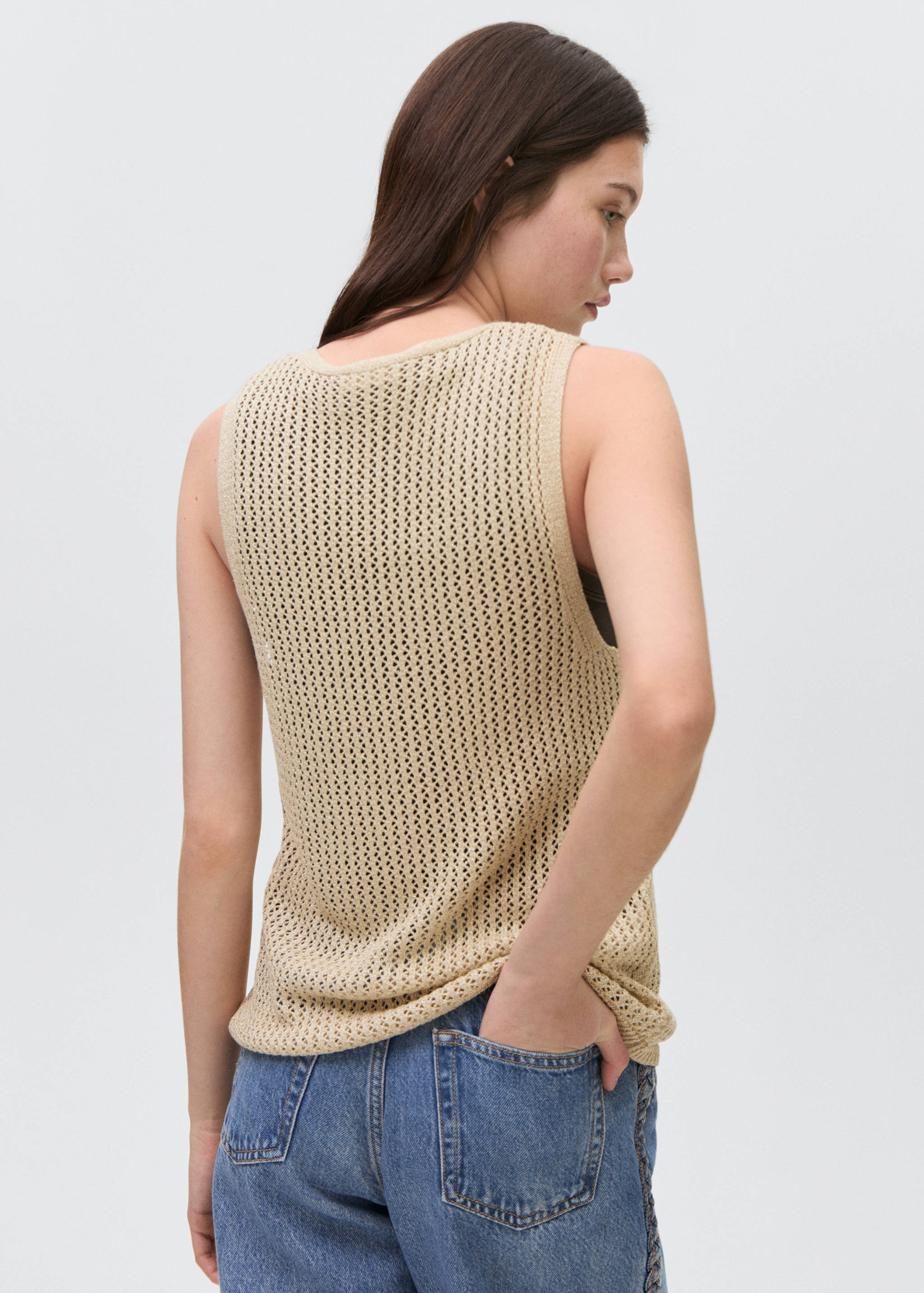Knitted vest with lace pattern - Reverse of the article