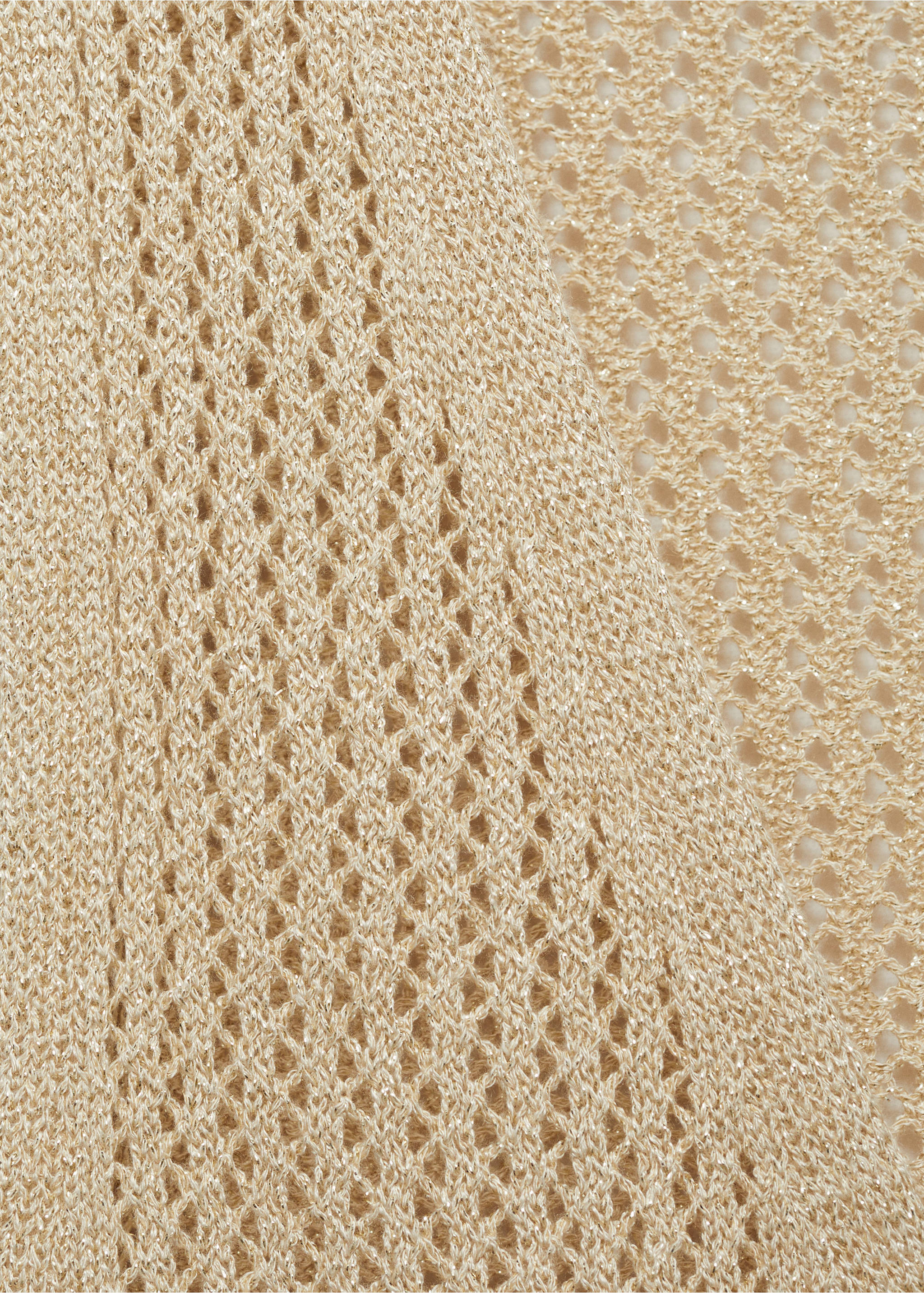 Knitted vest with lace pattern - Details of the article 8, Gold. Ref: 87065727-00.