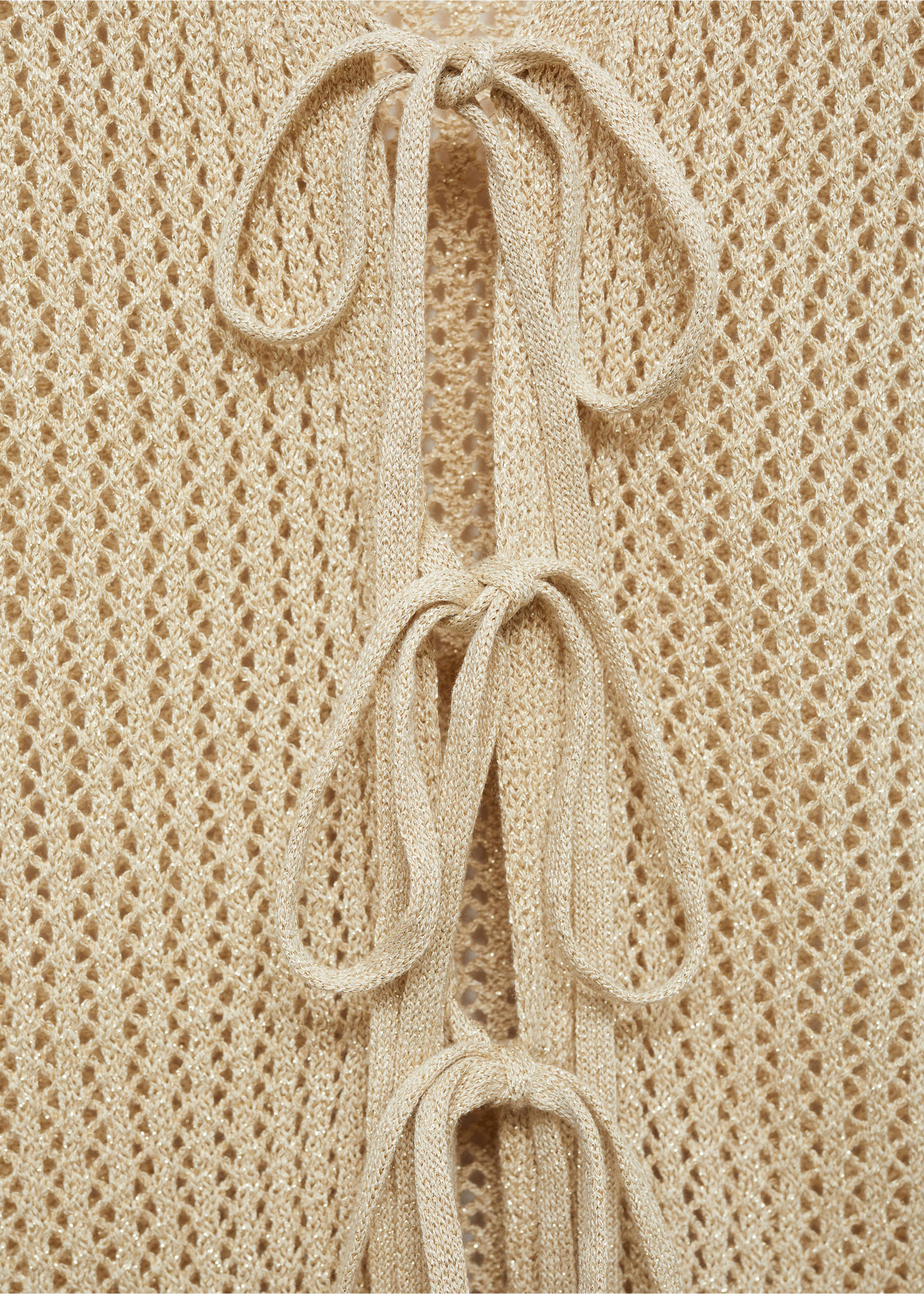 Knitted vest with lace pattern - Details of the article 0, Gold. Ref: 87065727-00.
