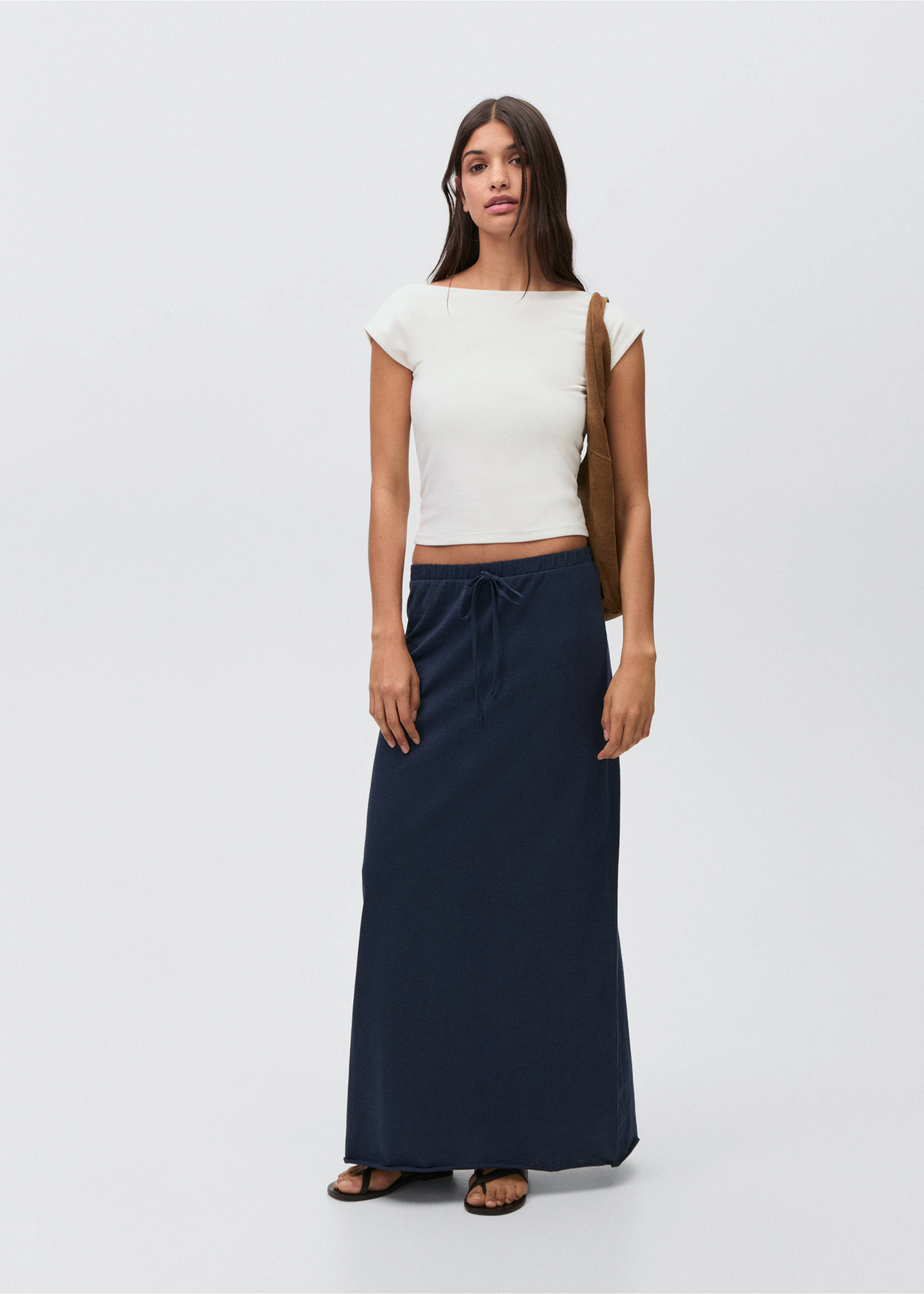 Long knitted skirt - General plane, Dark Navy. Ref: 87065728-00.