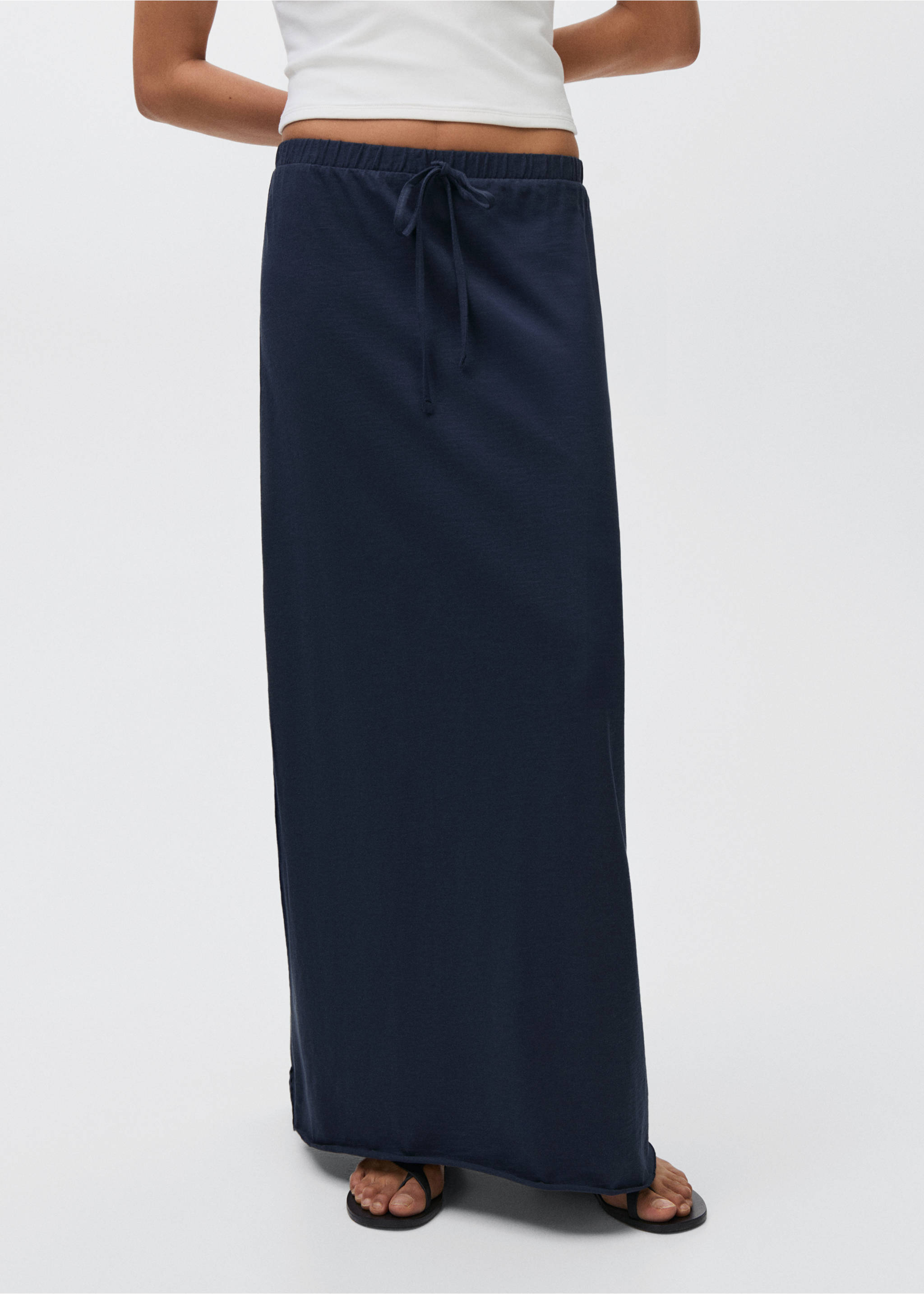 Langer Strickrock - Detail des Artikels 6, Dunkles Marineblau. Ref: 87065728-00.