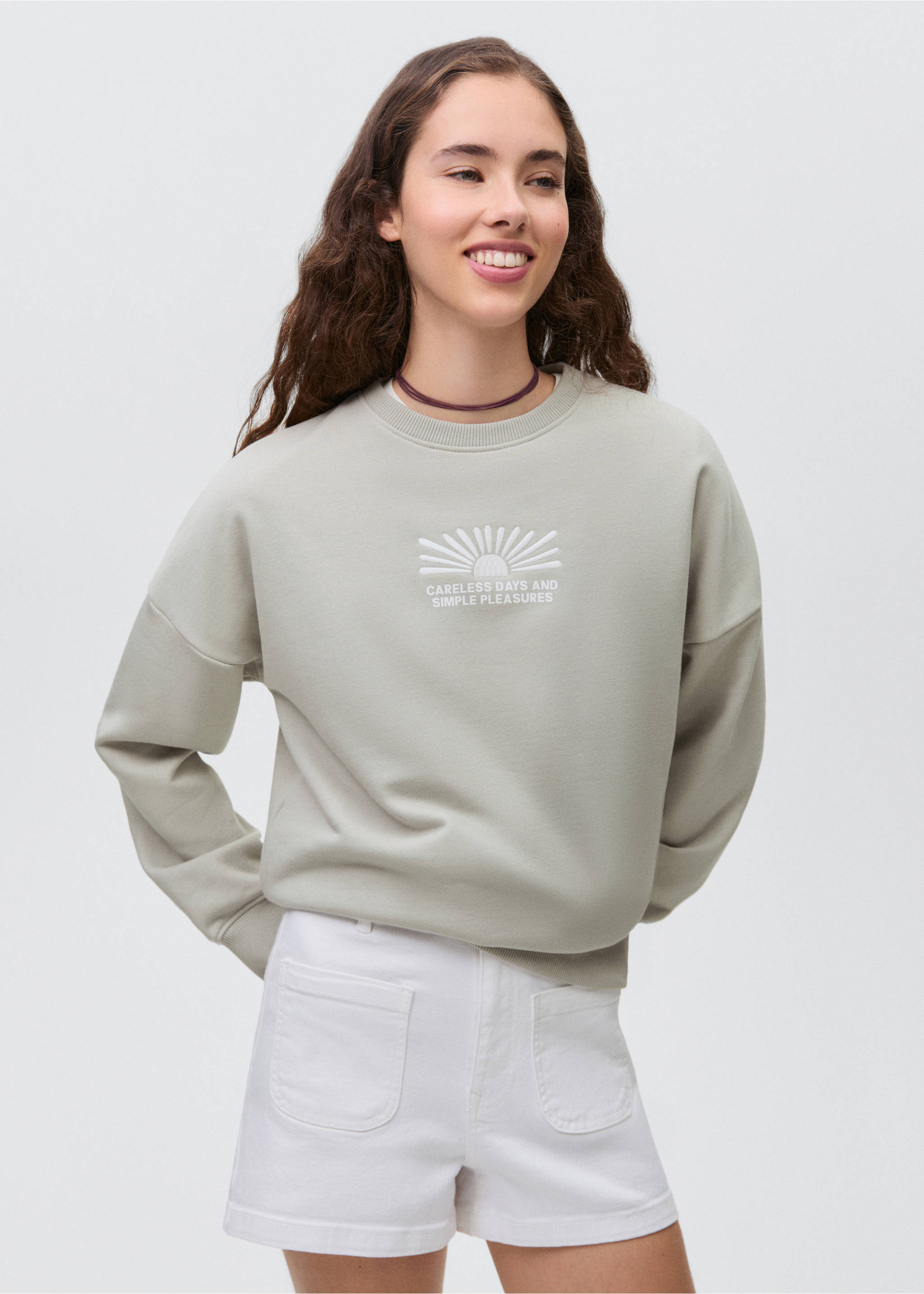 Printed cotton sweatshirt - Medium plane, Grey. Ref: 87065729-00.