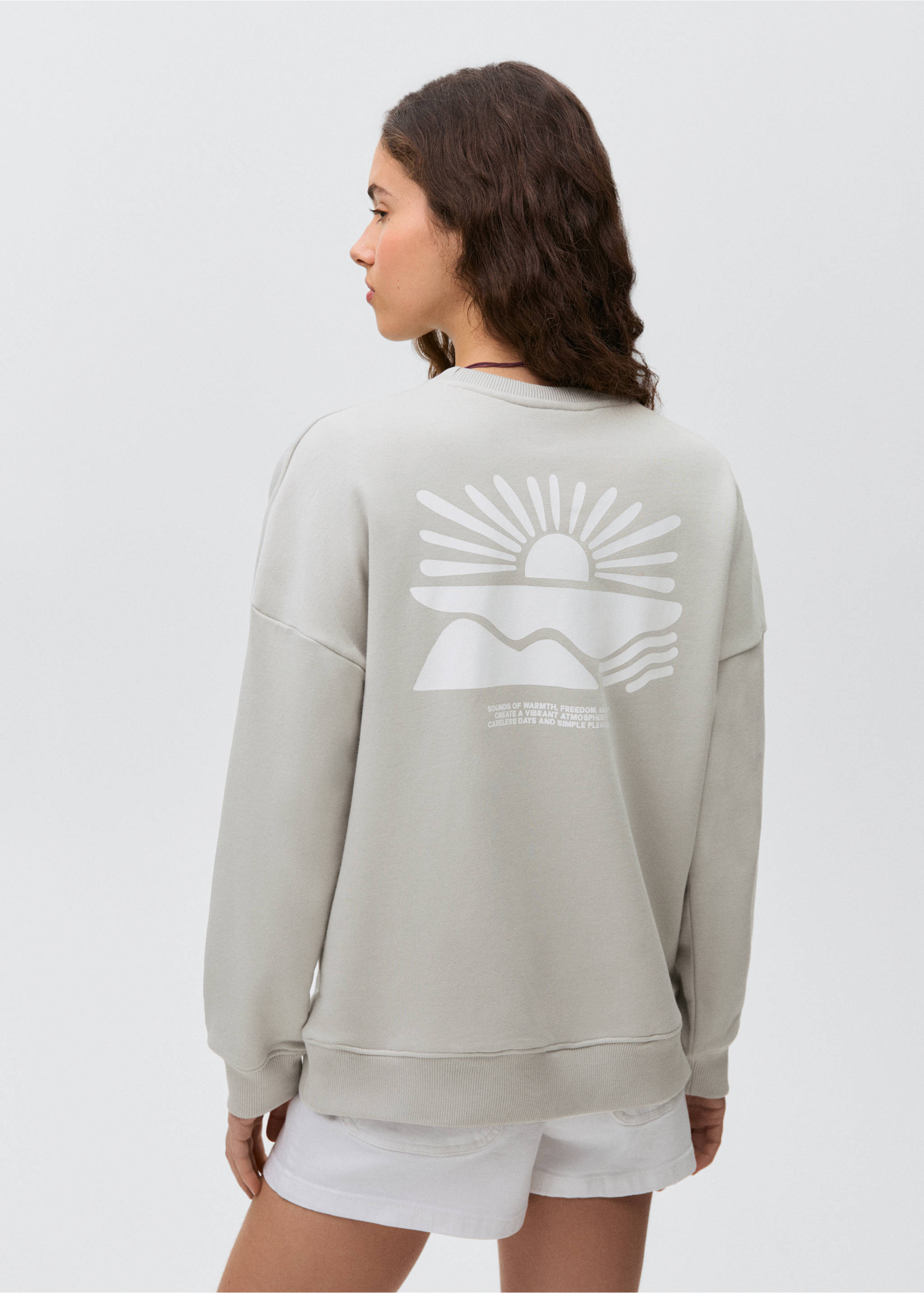 Printed cotton sweatshirt - Reverse of the article, Grey. Ref: 87065729-00.