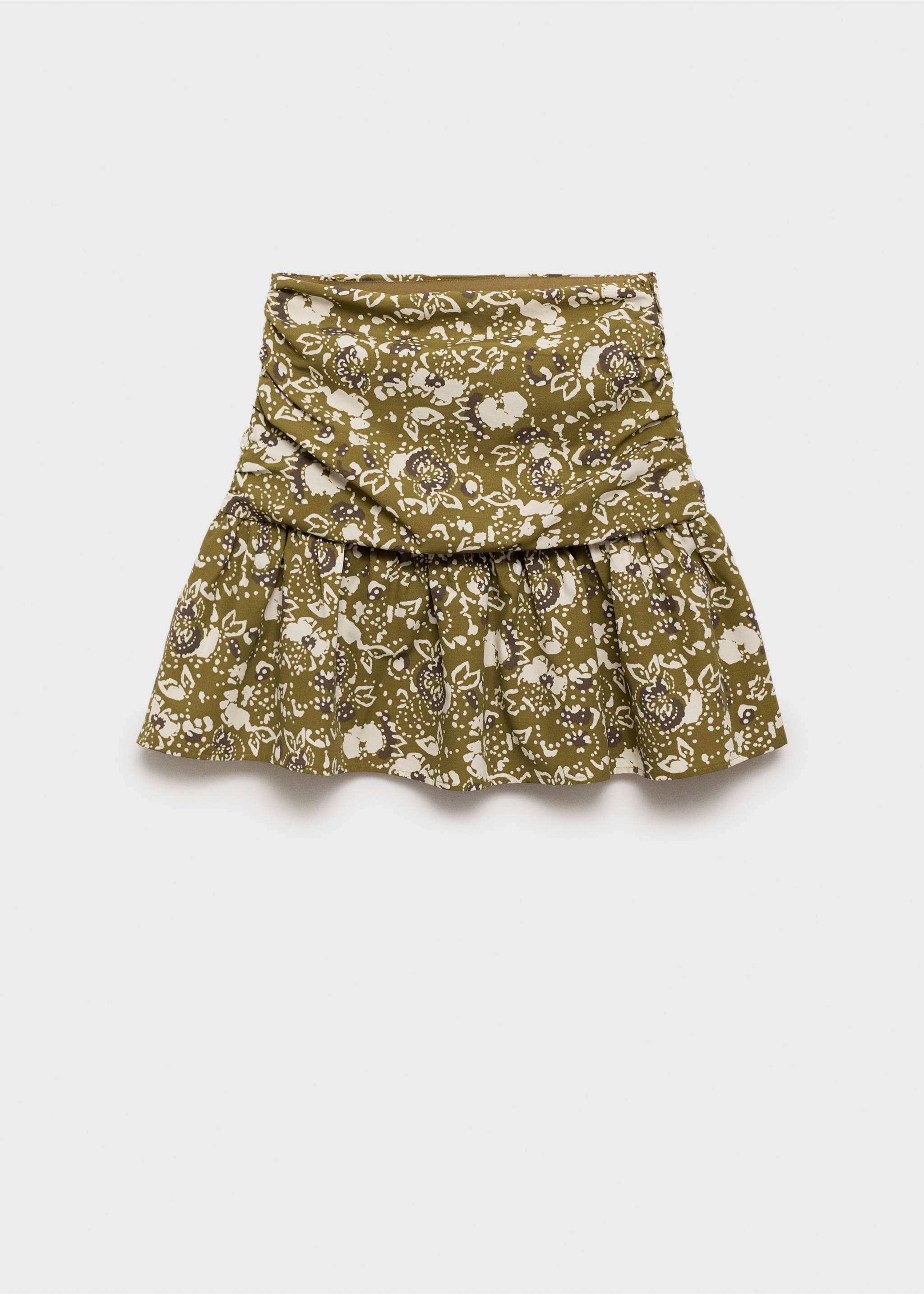 Minifalda estampada volante - Artículo sin modelo, Oliva. Ref: 87065734-00.