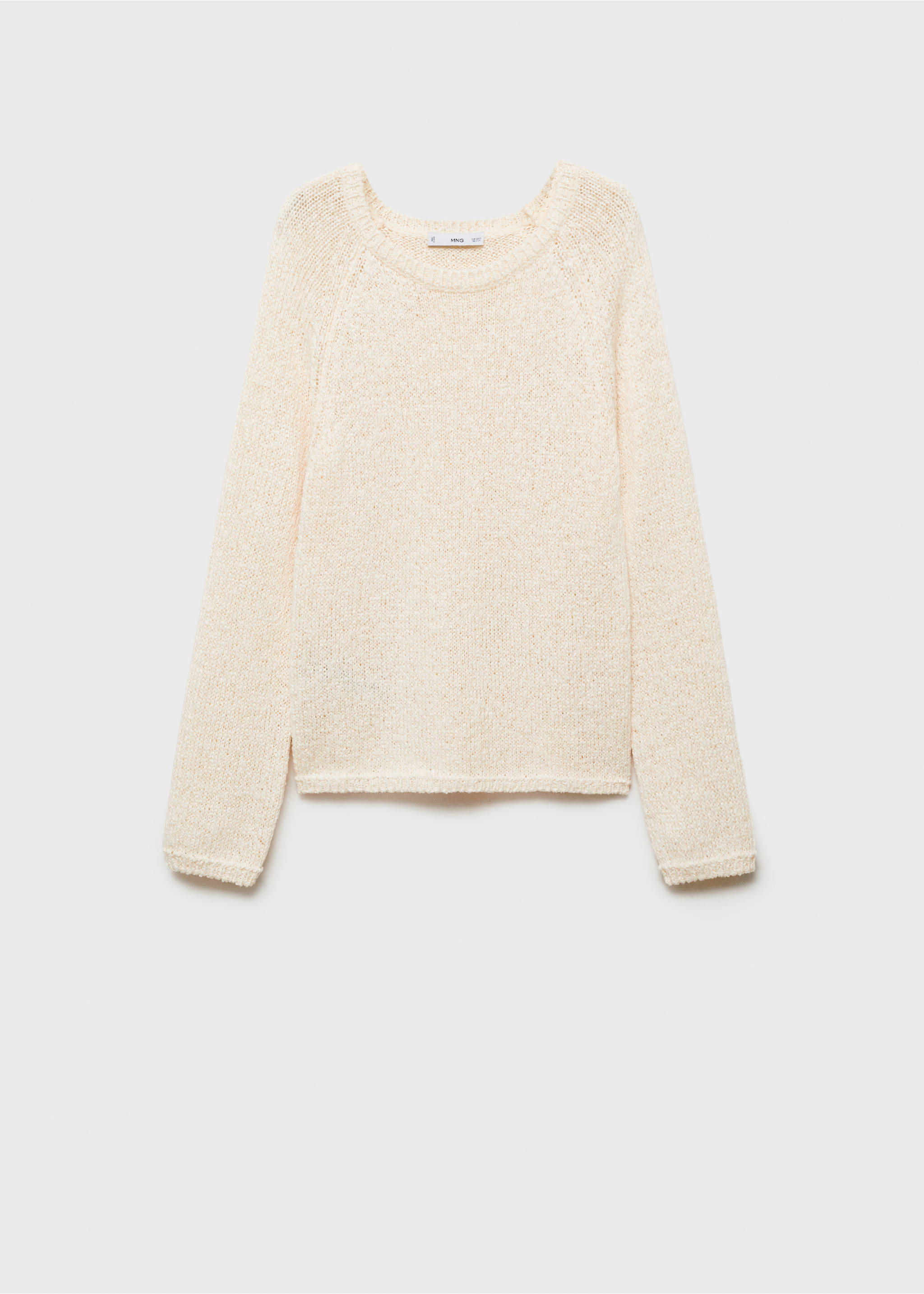 Round-neck crochet sweater - Article without model, Ecru. Ref: 87065736-00.