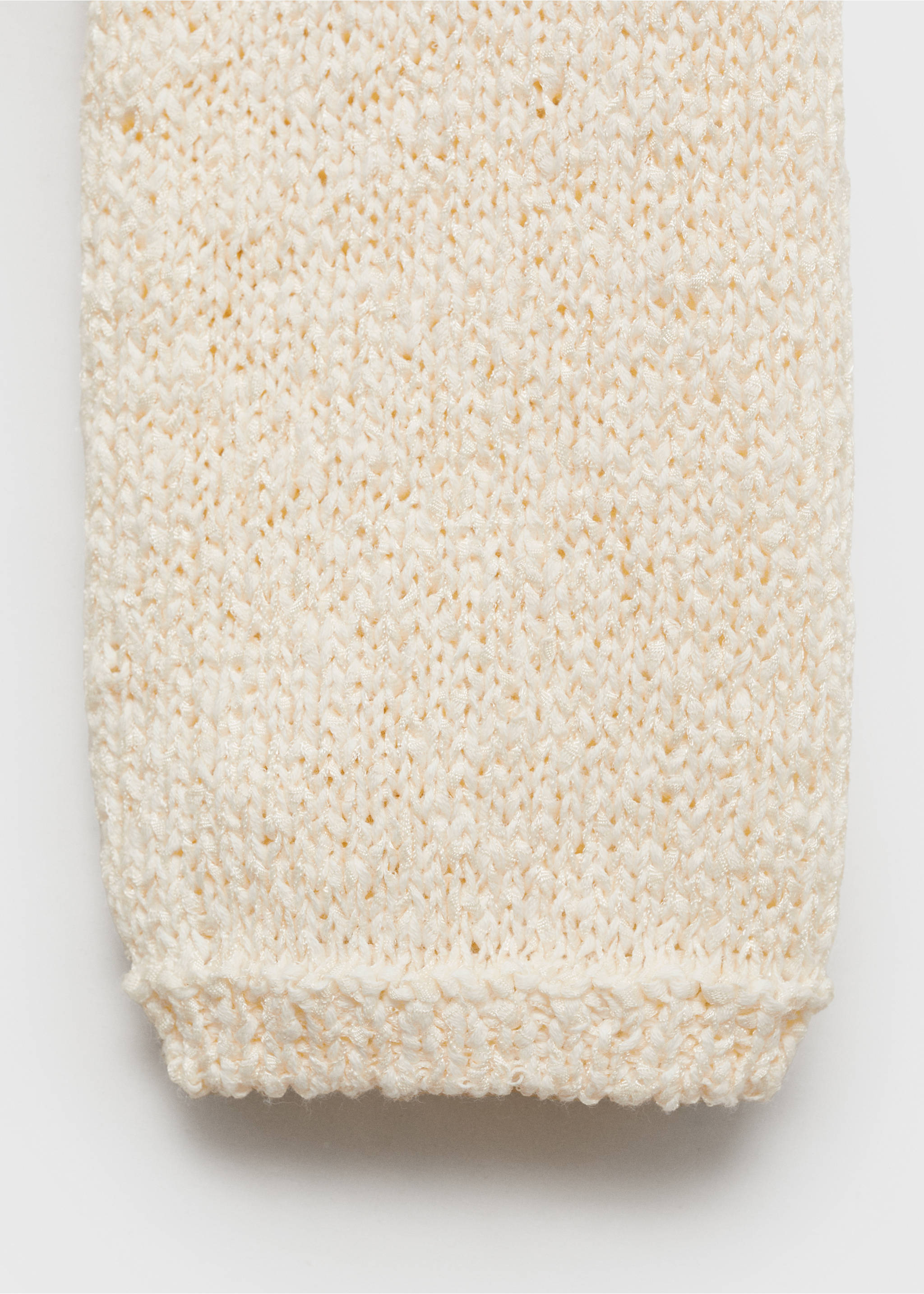 Round-neck crochet sweater - Details of the article 8, Ecru. Ref: 87065736-00.