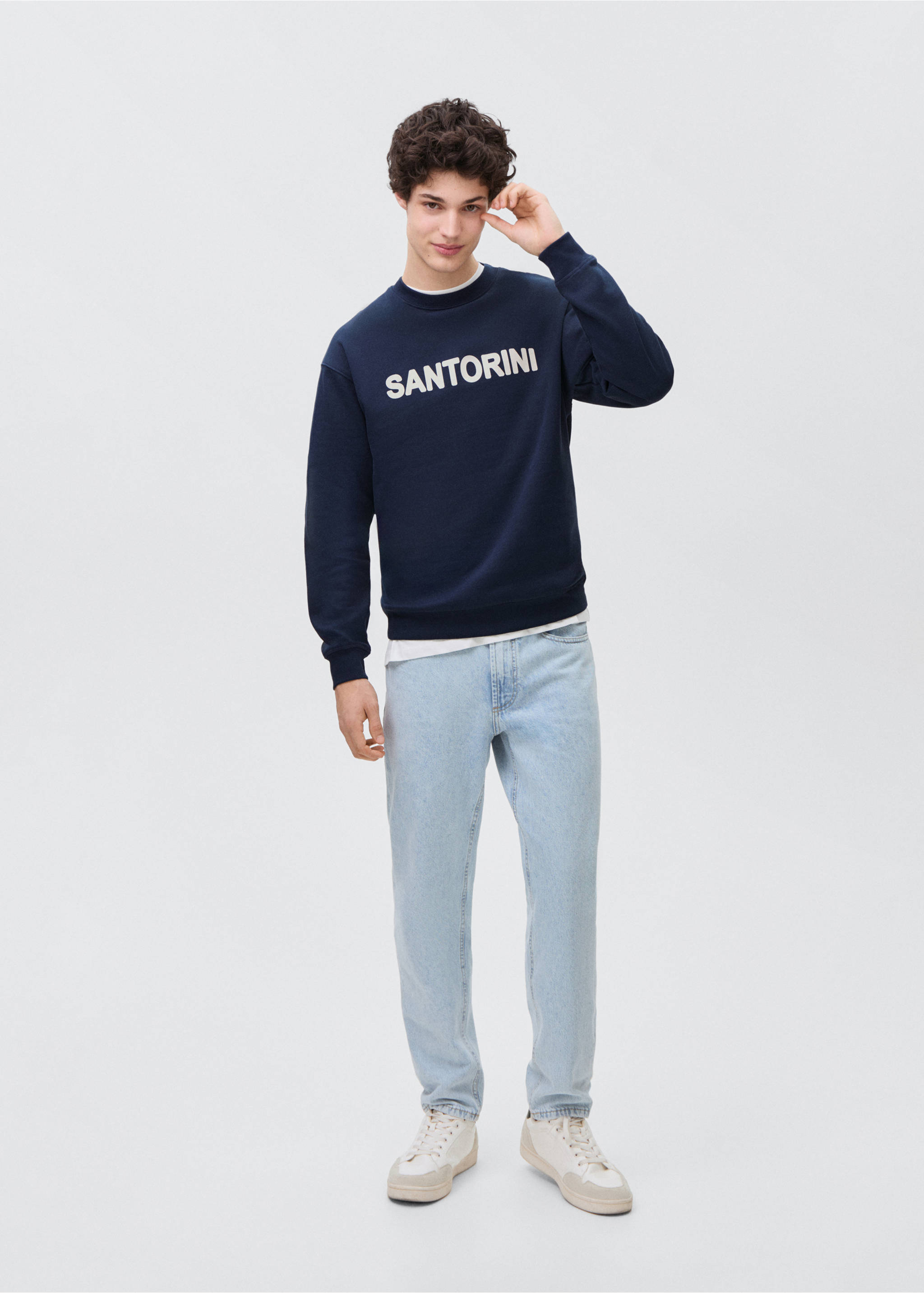 Cotton sweatshirt with printed message - General plane, Dark Navy. Ref: 87065737-00.