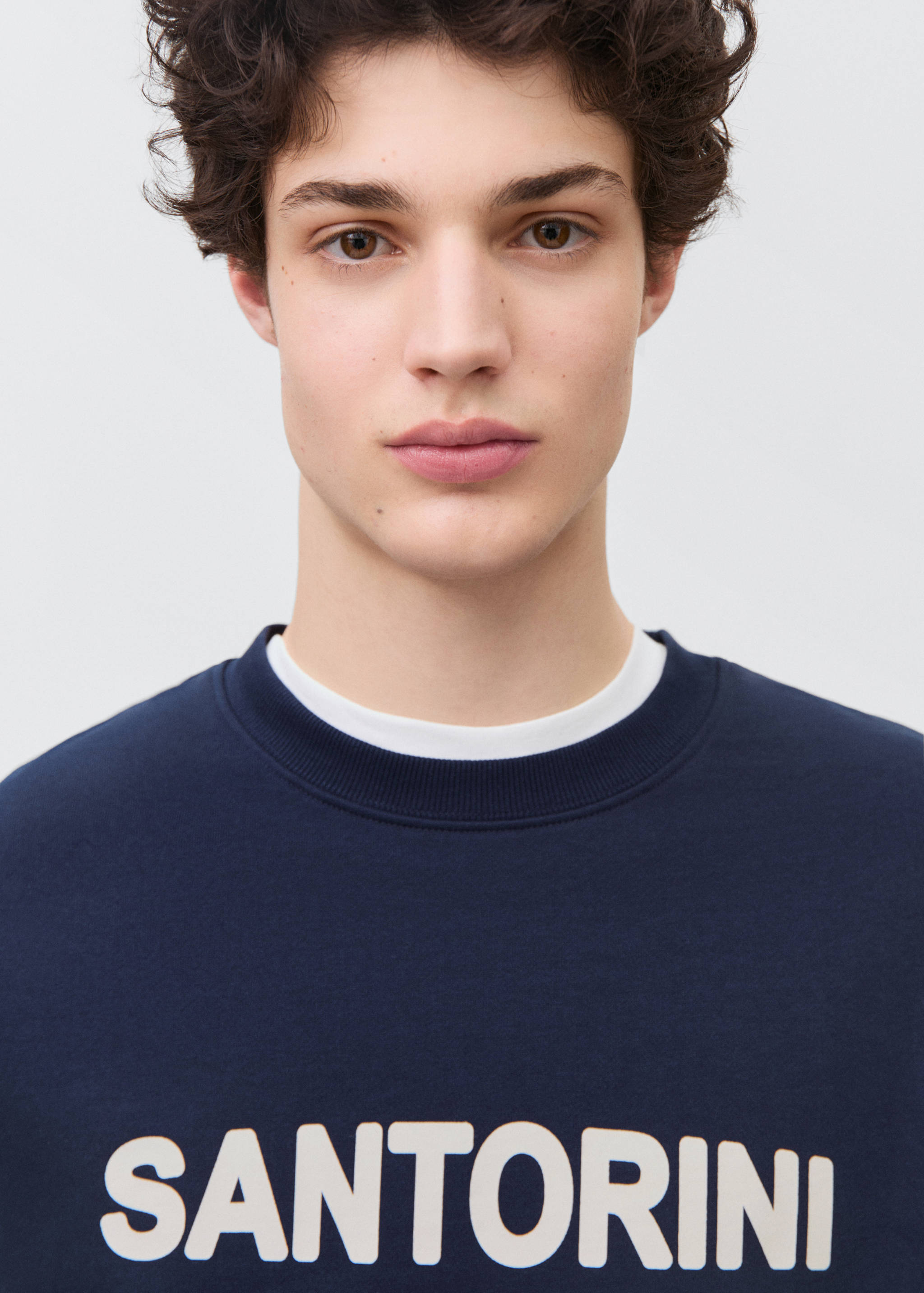 Cotton sweatshirt with printed message - Details of the article 1