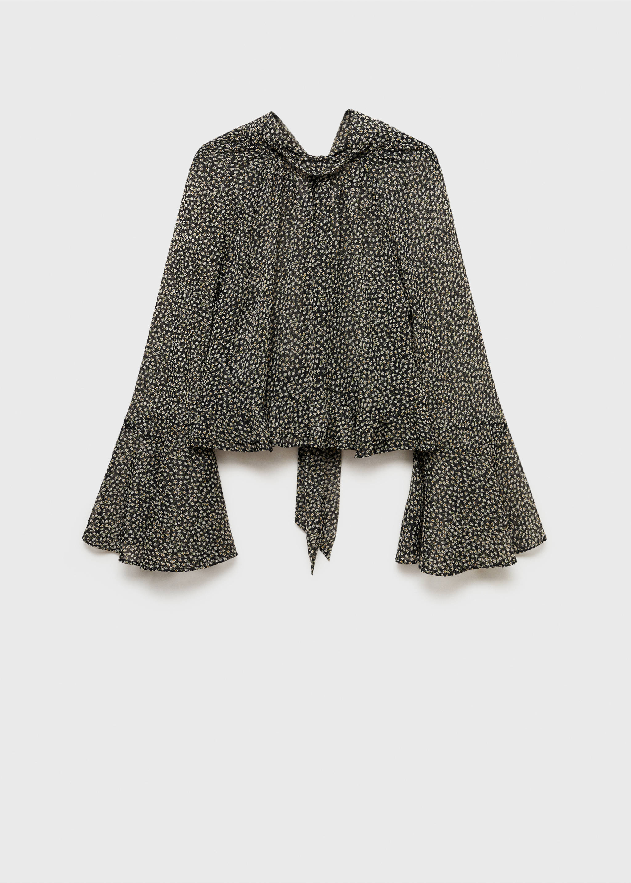 Floral-print blouse with ruffles - Article without model, Black. Ref: 87065739-00.