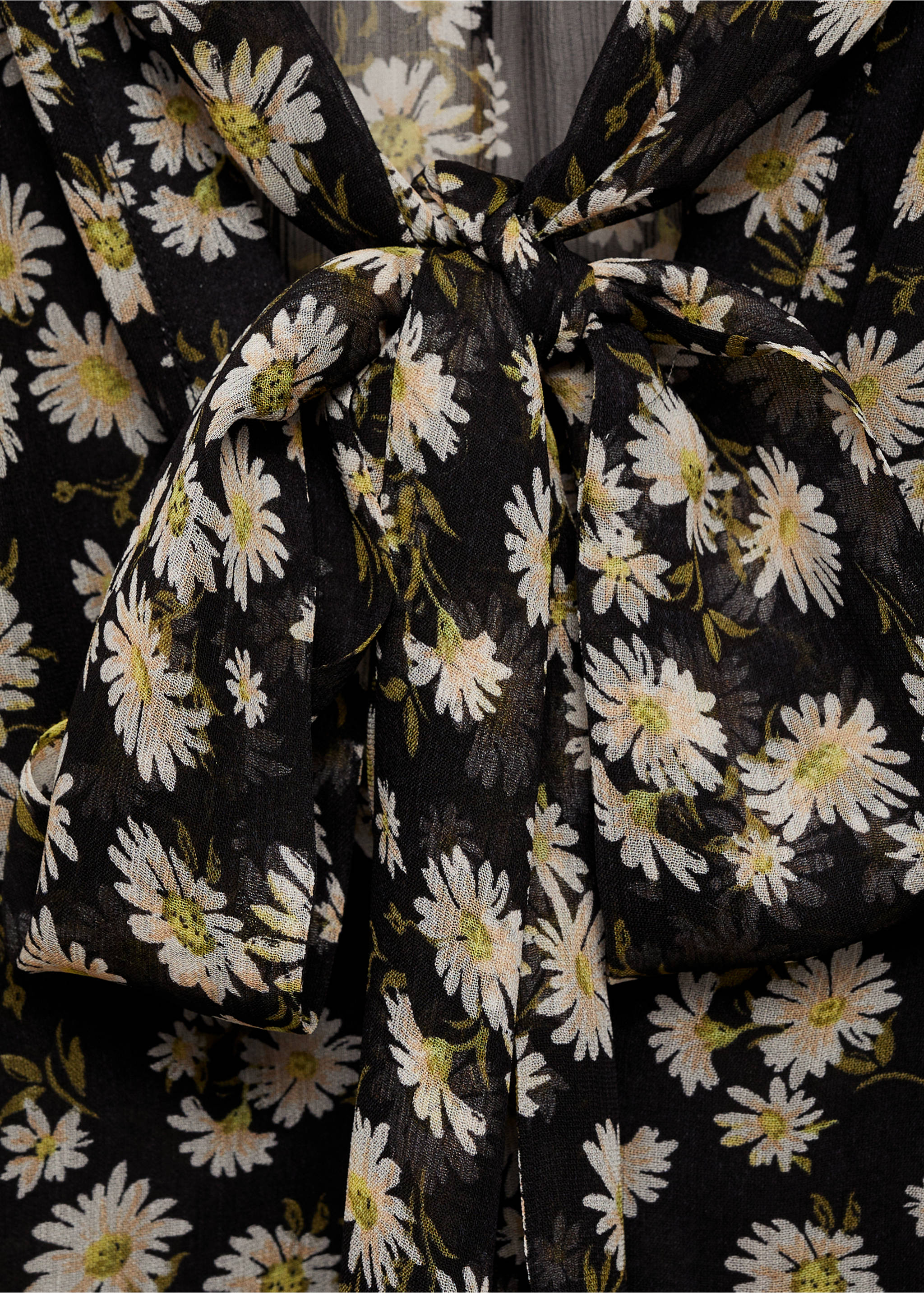 Florale Bluse mit Schleife - Detail des Artikels 8, Schwarz. Ref: 87065745-00.