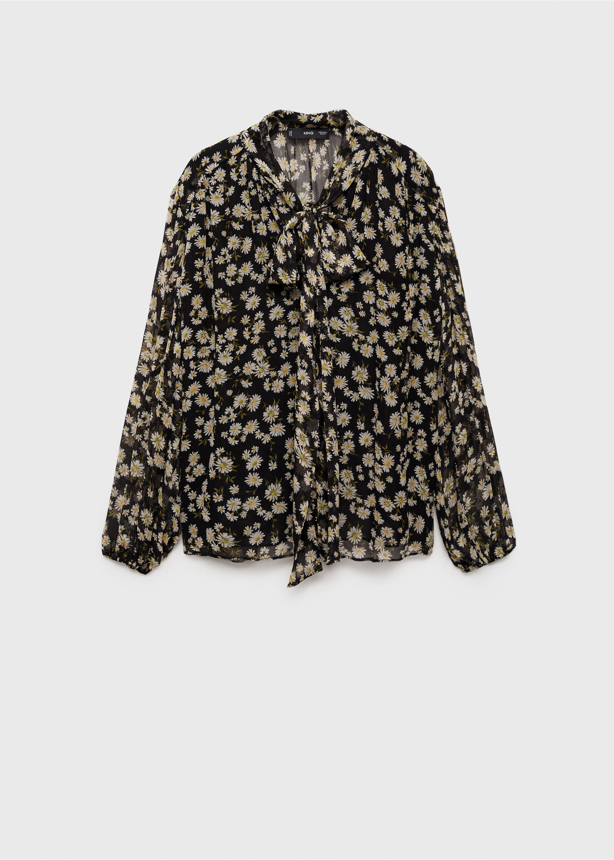 Floral tie blouse - Article without model, Black. Ref: 87065745-00.