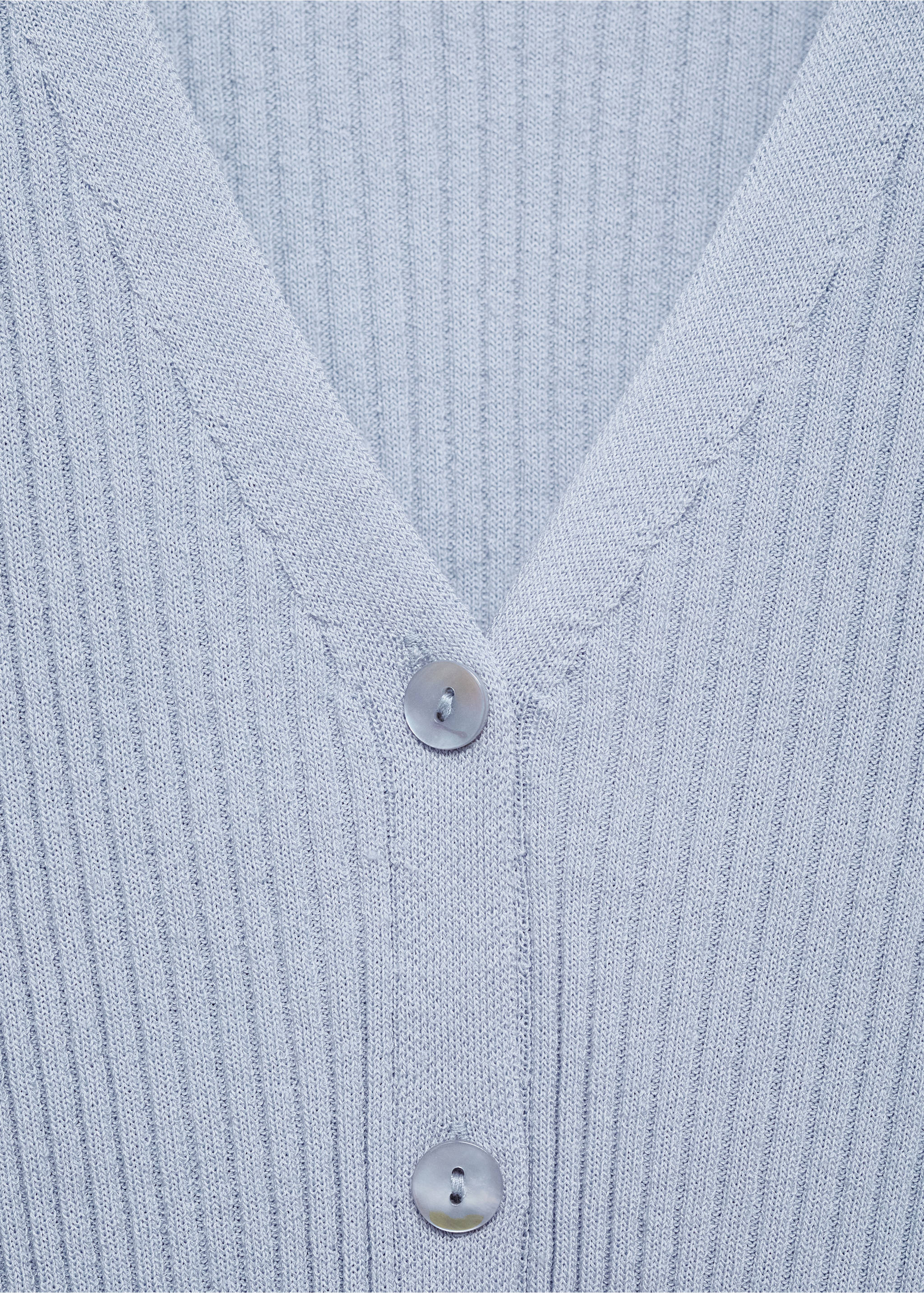 V-neck rib-knit cardigan - Details of the article 8, Sky Blue. Ref: 87065746-00.