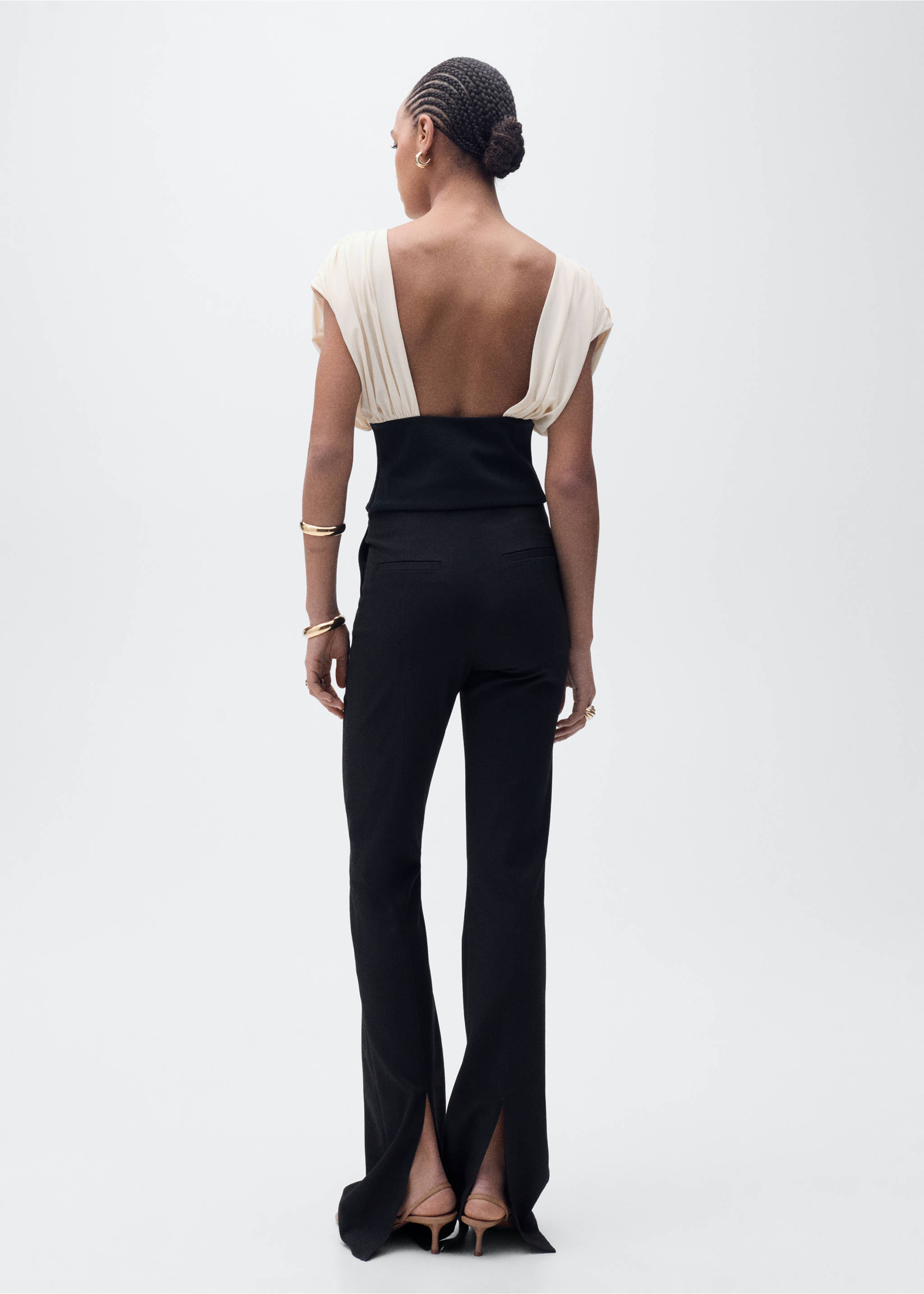 Combined draped top - Reverse of the article, Ecru. Ref: 87065758-00.