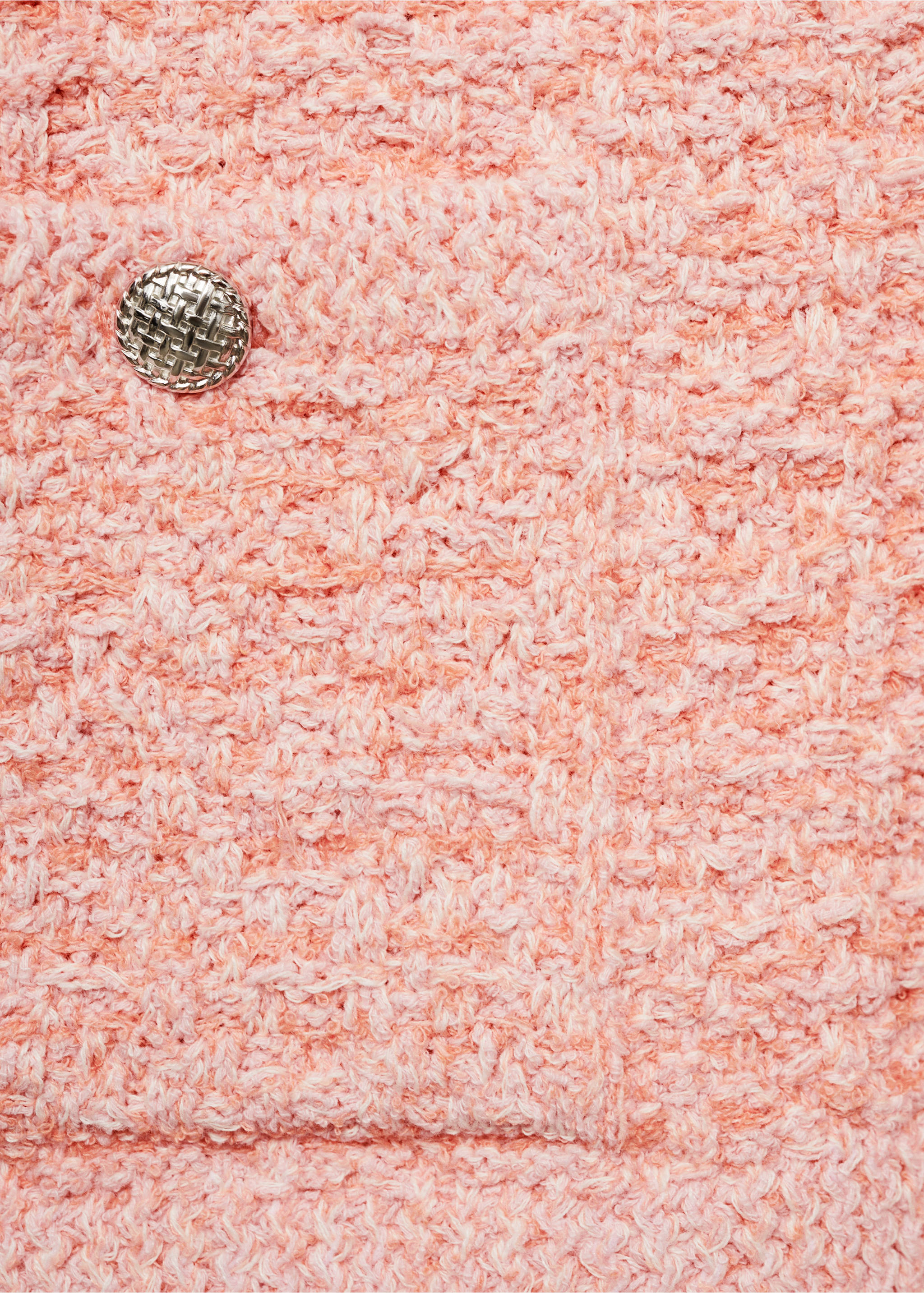 Tweed-effect jacket with jewel buttons - Details of the article 8, Pastel Pink. Ref: 87065763-00.