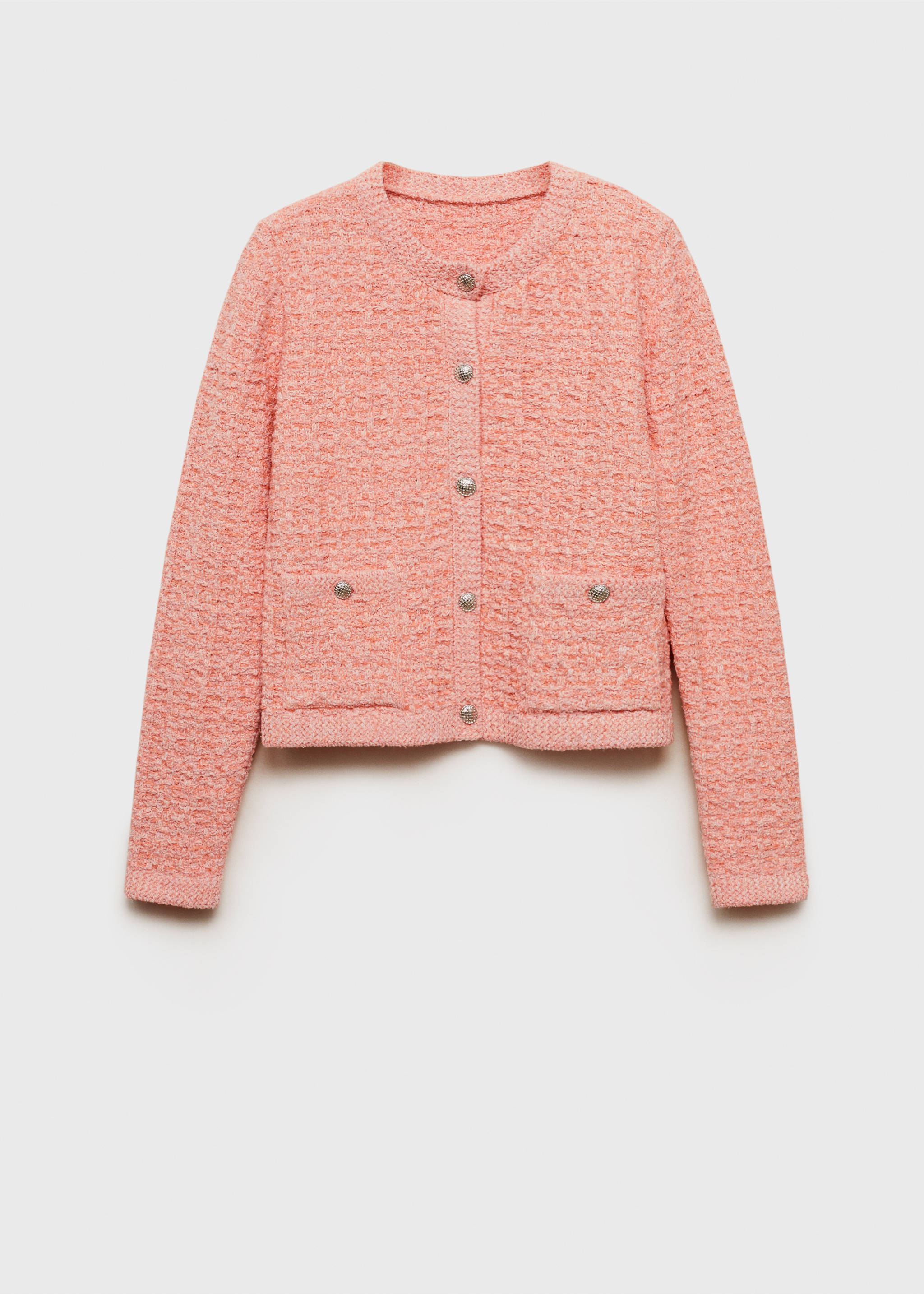 Jacke mit Tweed-Effekt und Schmuckknöpfen - Artikel ohne Model, Pastellrosa. Ref: 87065763-00.
