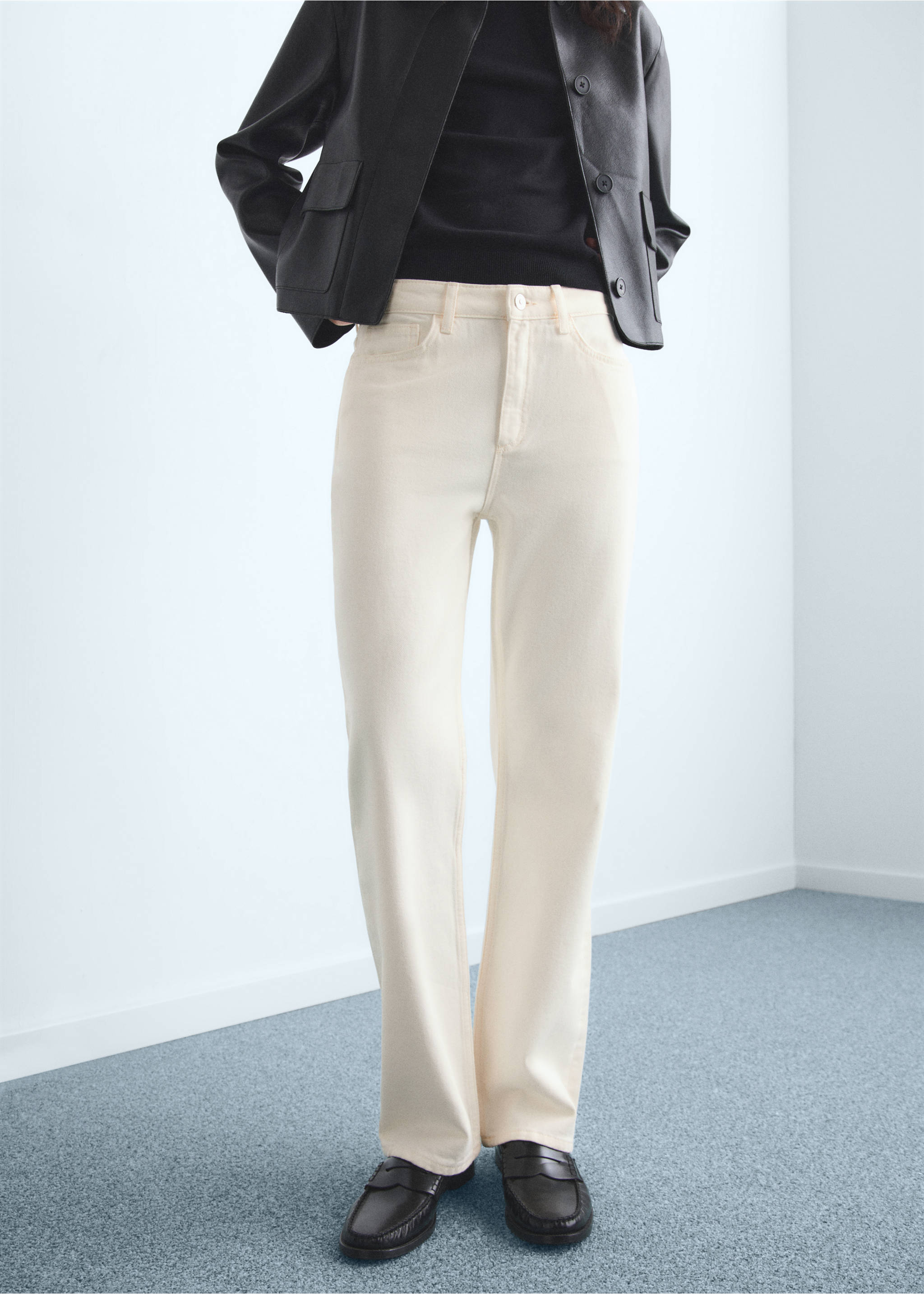 Raka jeans Matilda medelhög midja - Bild av mittparti, Rå. Ref: 87065765-00.