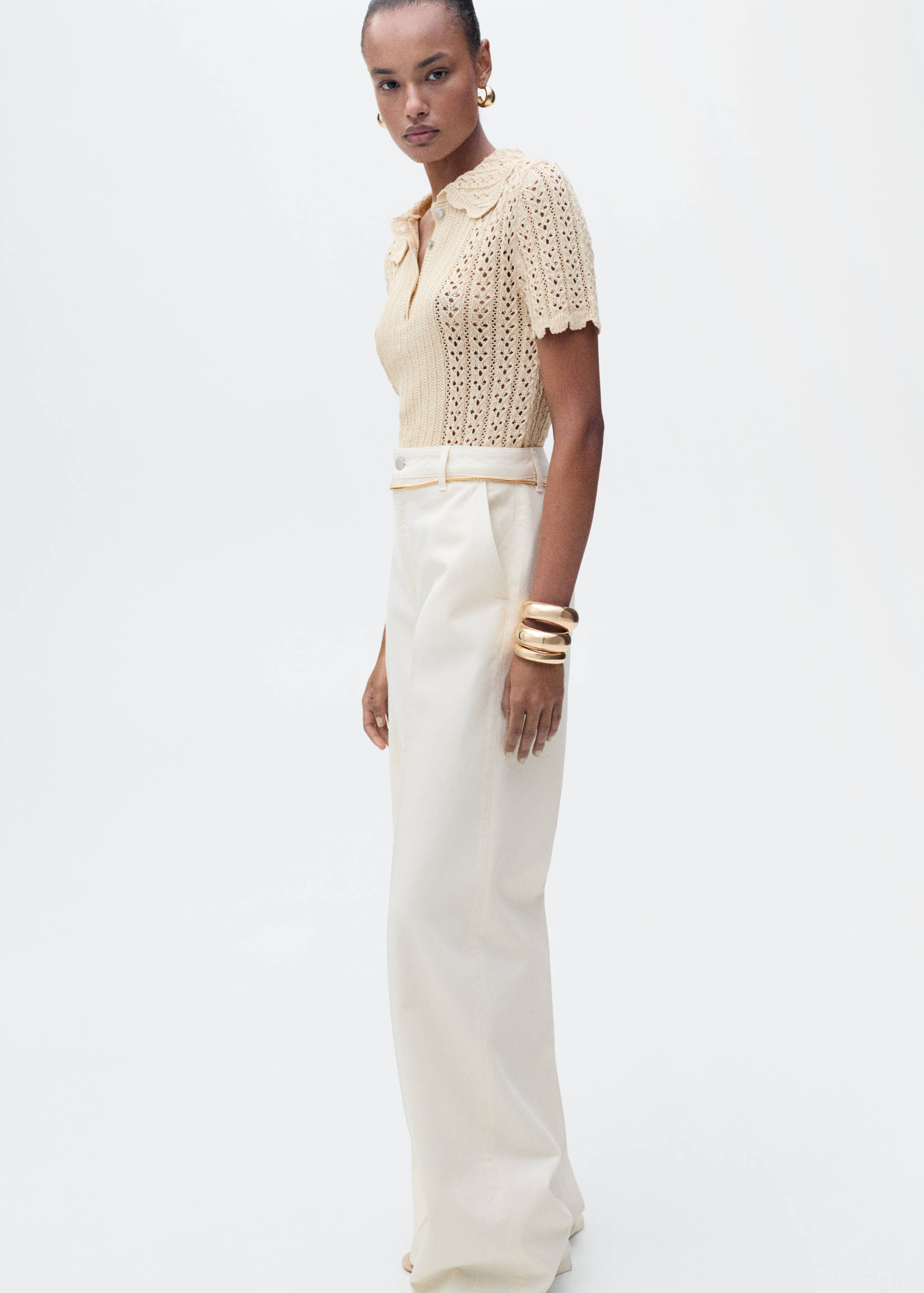 Openwork knitted polo-neck sweater - Details of the article 1