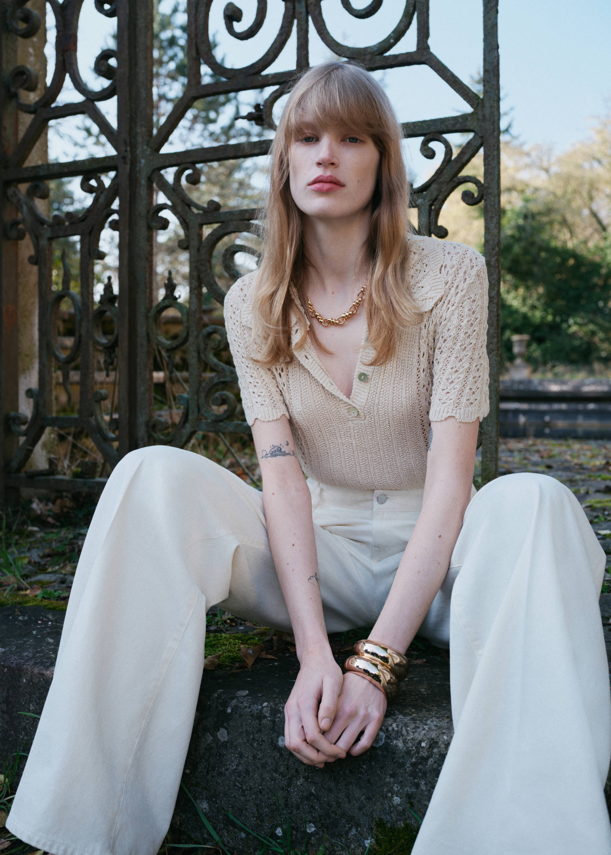 Openwork knitted polo-neck sweater - Details of the article 6