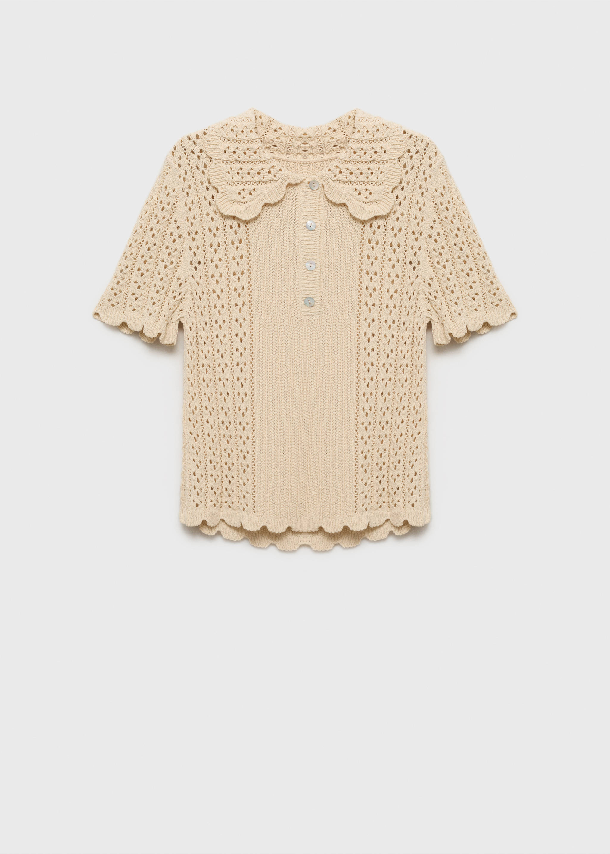 Openwork knitted polo-neck sweater - Article without model, Beige. Ref: 87065767-00.