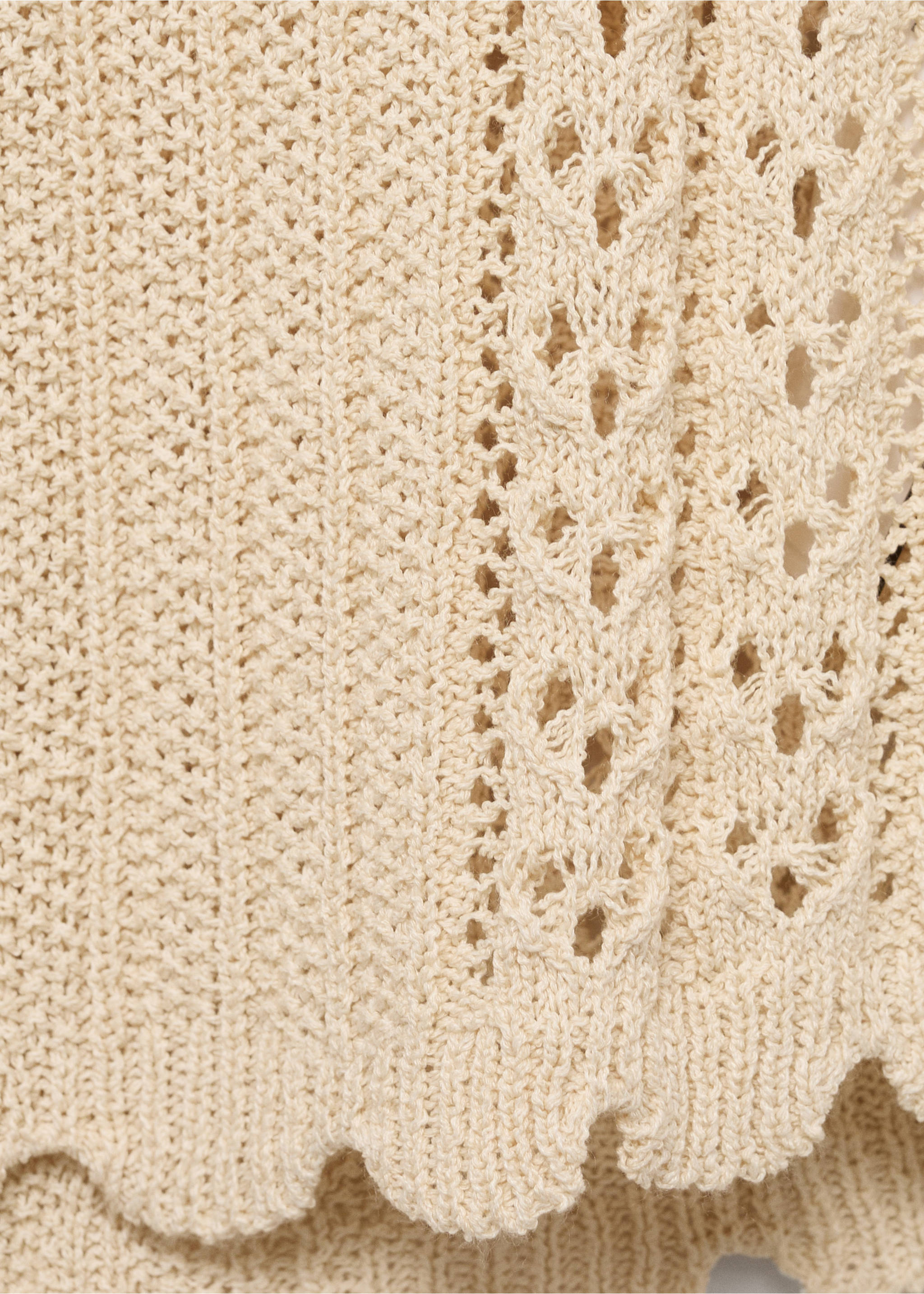 Openwork knitted polo-neck sweater - Details of the article 0, Beige. Ref: 87065767-00.