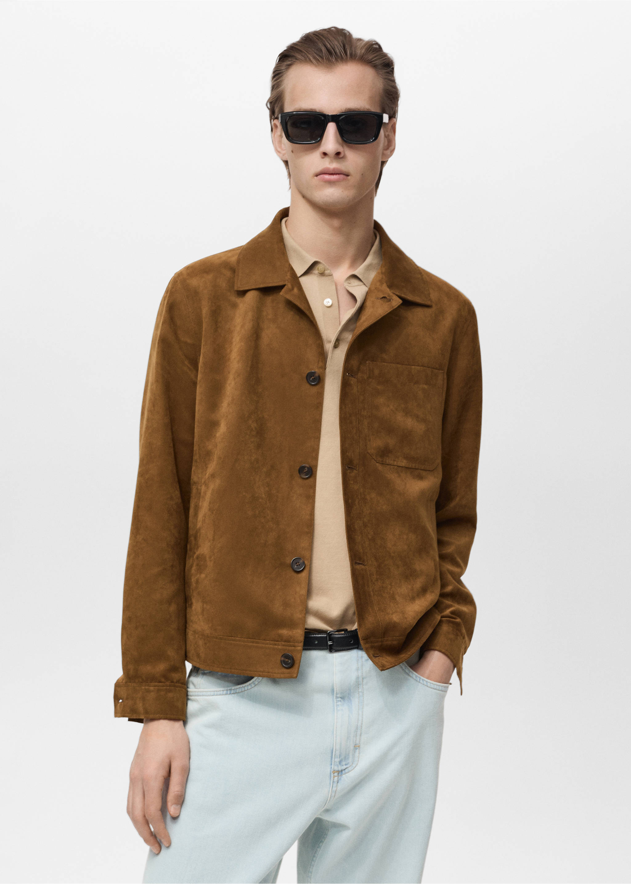 Overshirt mit Wildleder-Effekt - Mittlere Ansicht, Kognac. Ref: 87065916-00.