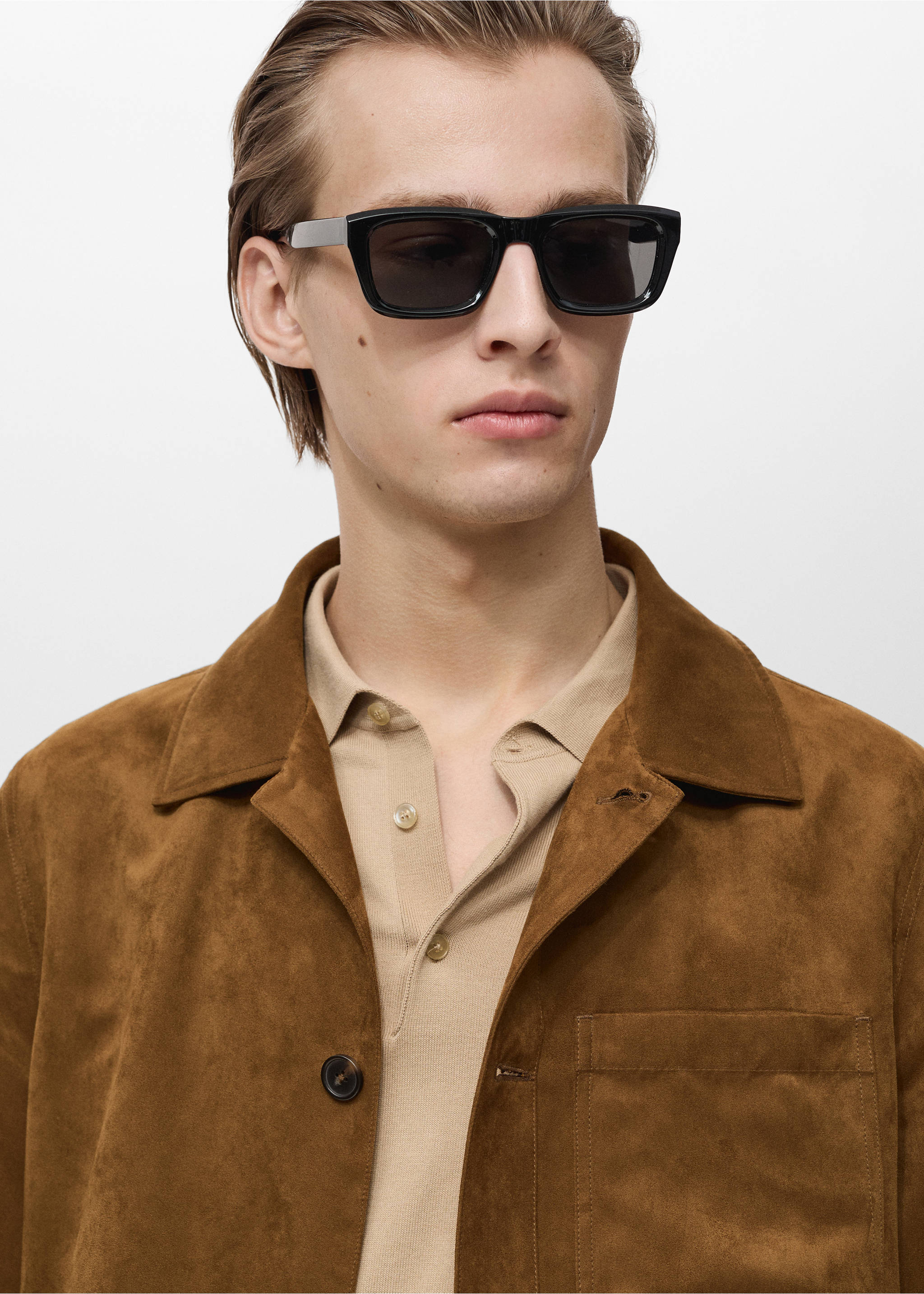 Overshirt mit Wildleder-Effekt - Detail des Artikels 1, Kognac. Ref: 87065916-00.