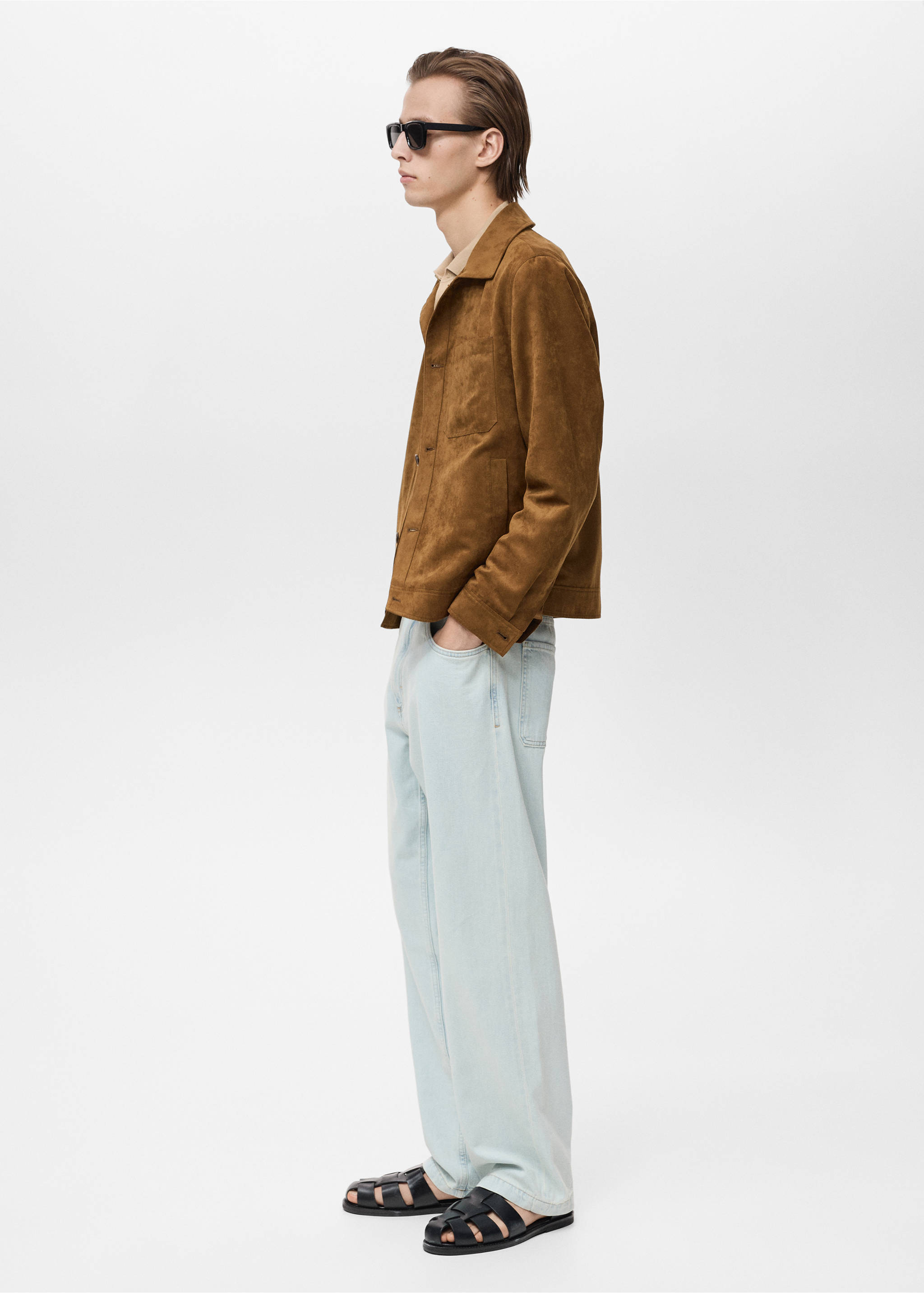 Overshirt mit Wildleder-Effekt - Detail des Artikels 2, Kognac. Ref: 87065916-00.