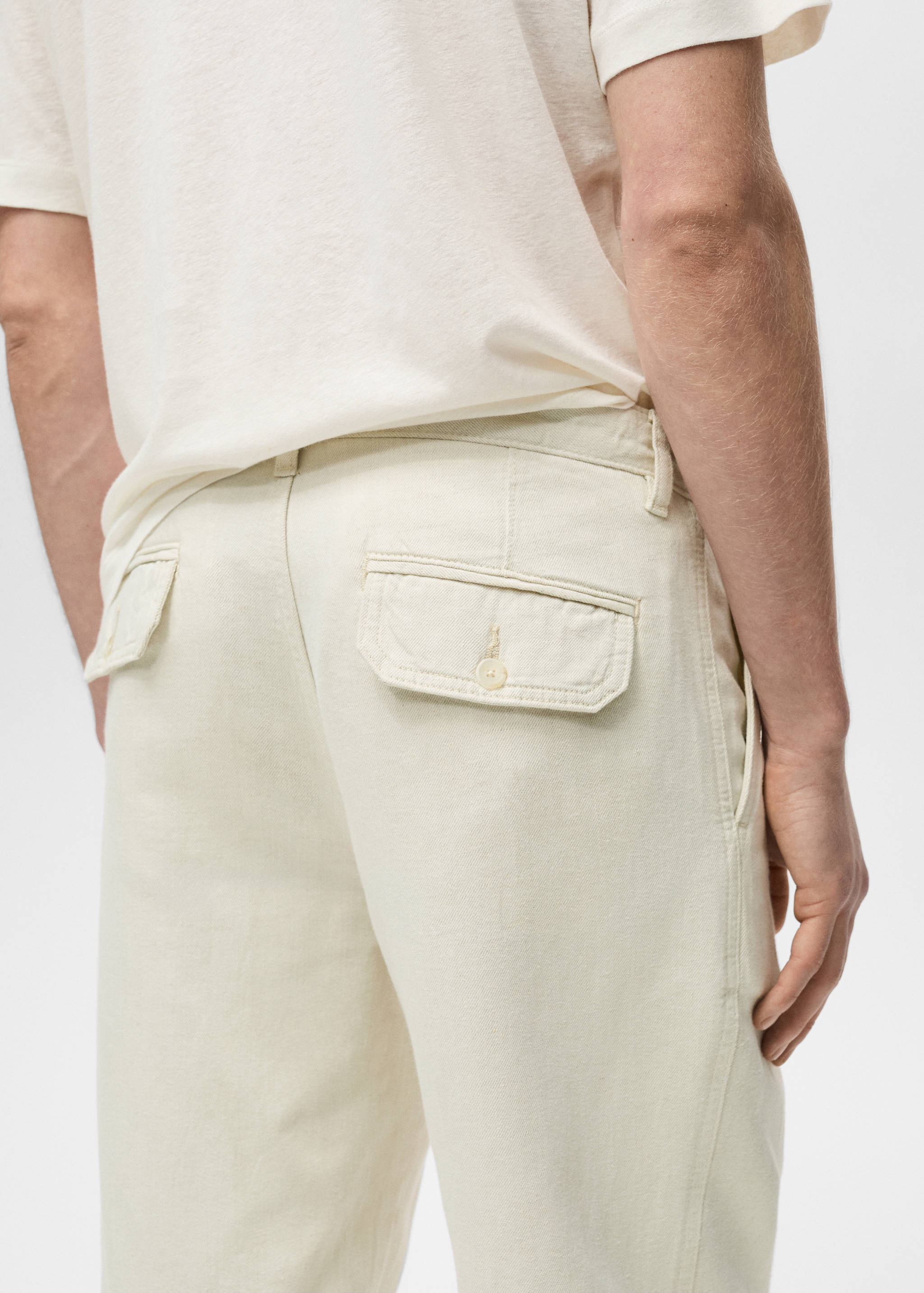 Linen-blend regular-fit pleated jeans - Details of the article 2