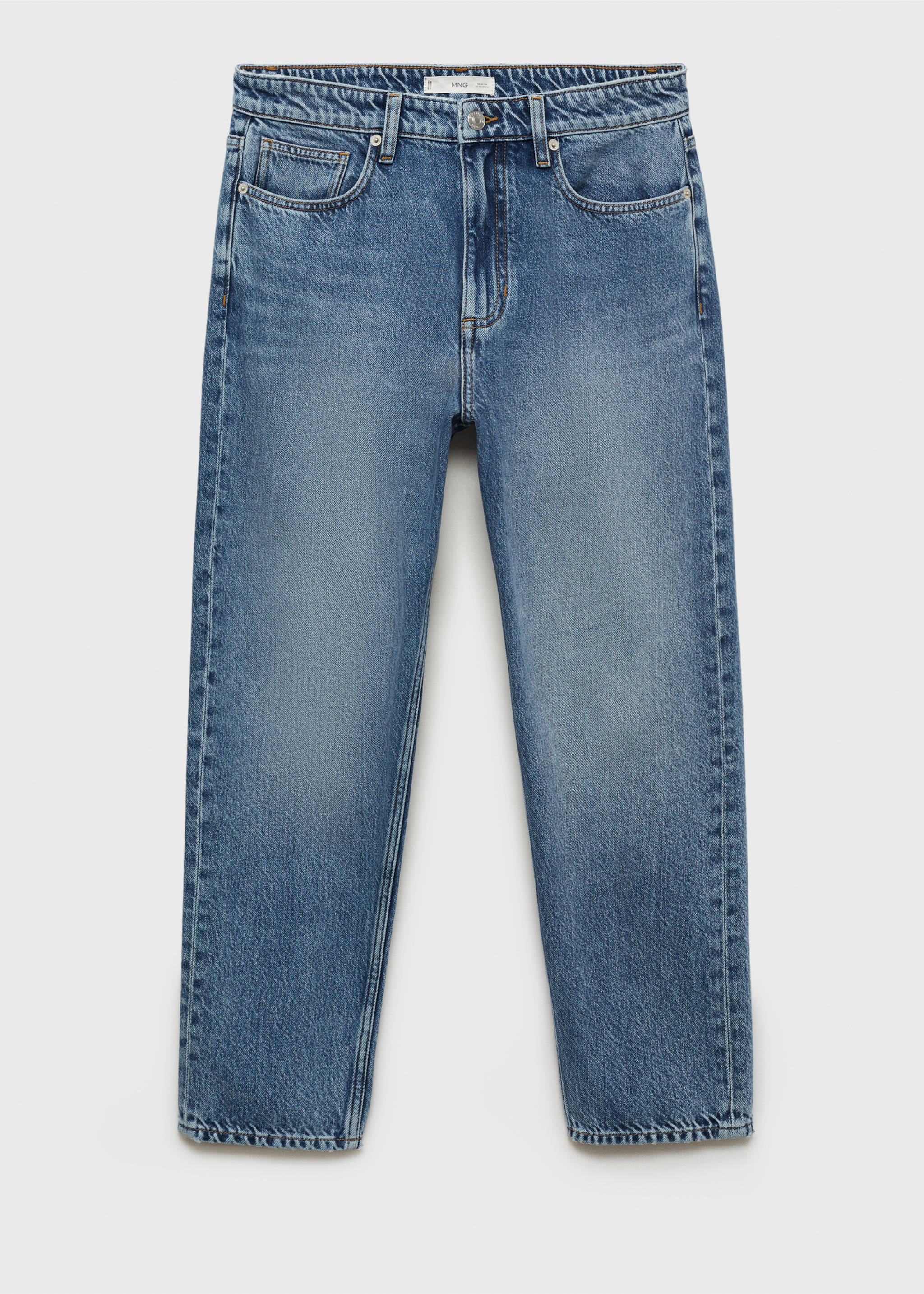Cropped carrot-fit jeans - Article without model, Medium Blue. Ref: 87065920-00.