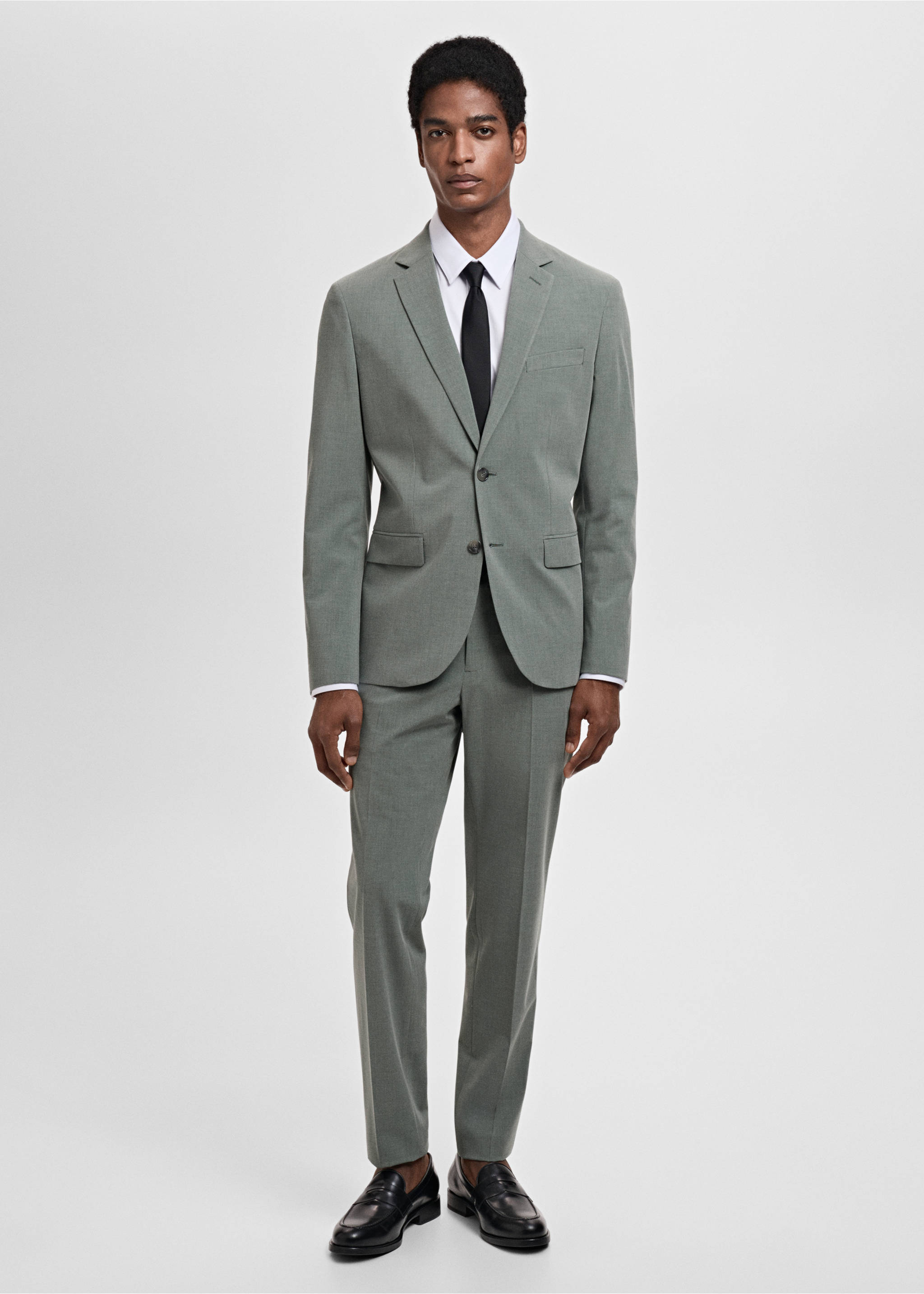 Super slim-fit suit jacket in stretch fabric - General plane, Green. Ref: 87065922-00.