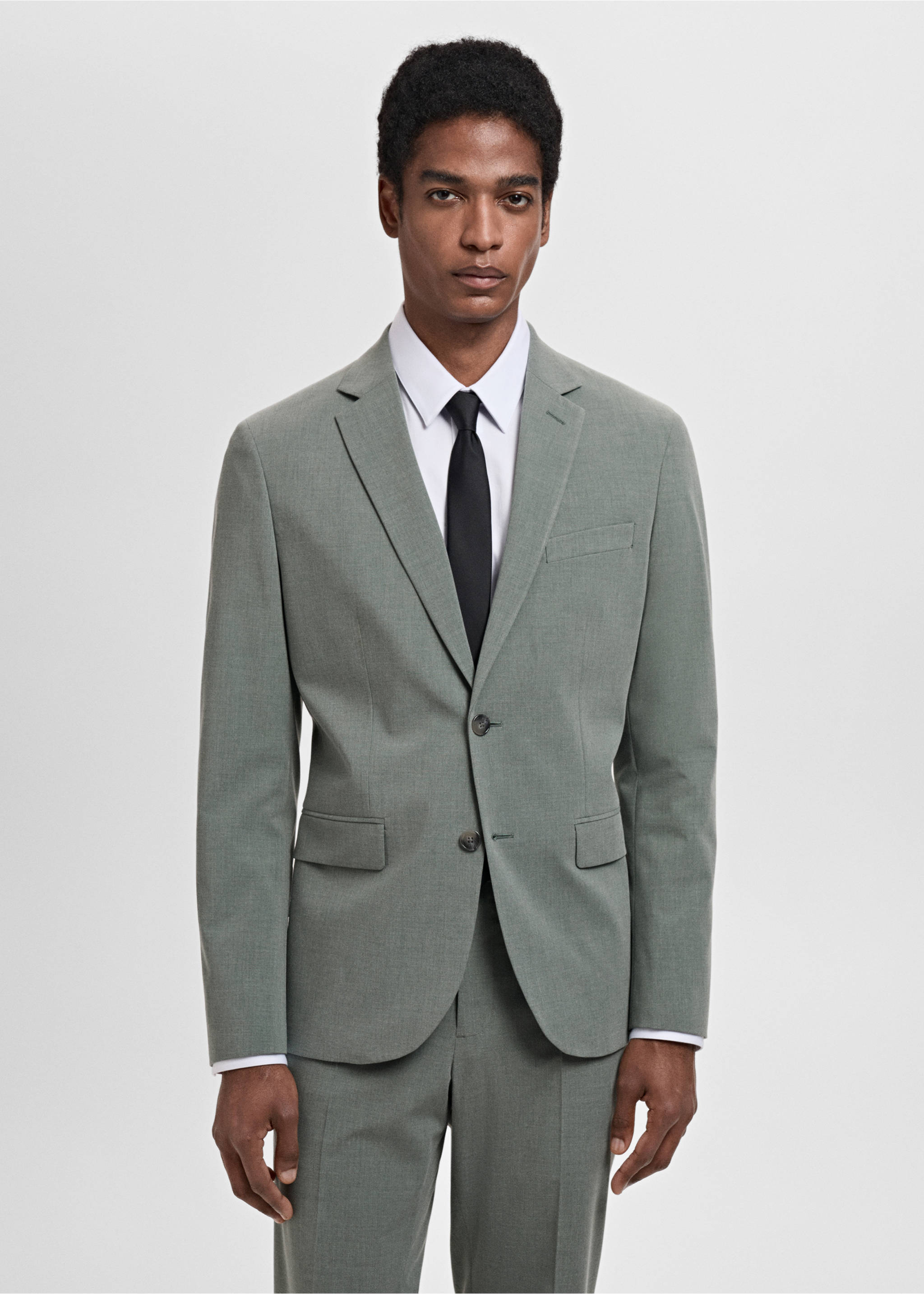 Super slim-fit suit jacket in stretch fabric - Medium plane, Green. Ref: 87065922-00.