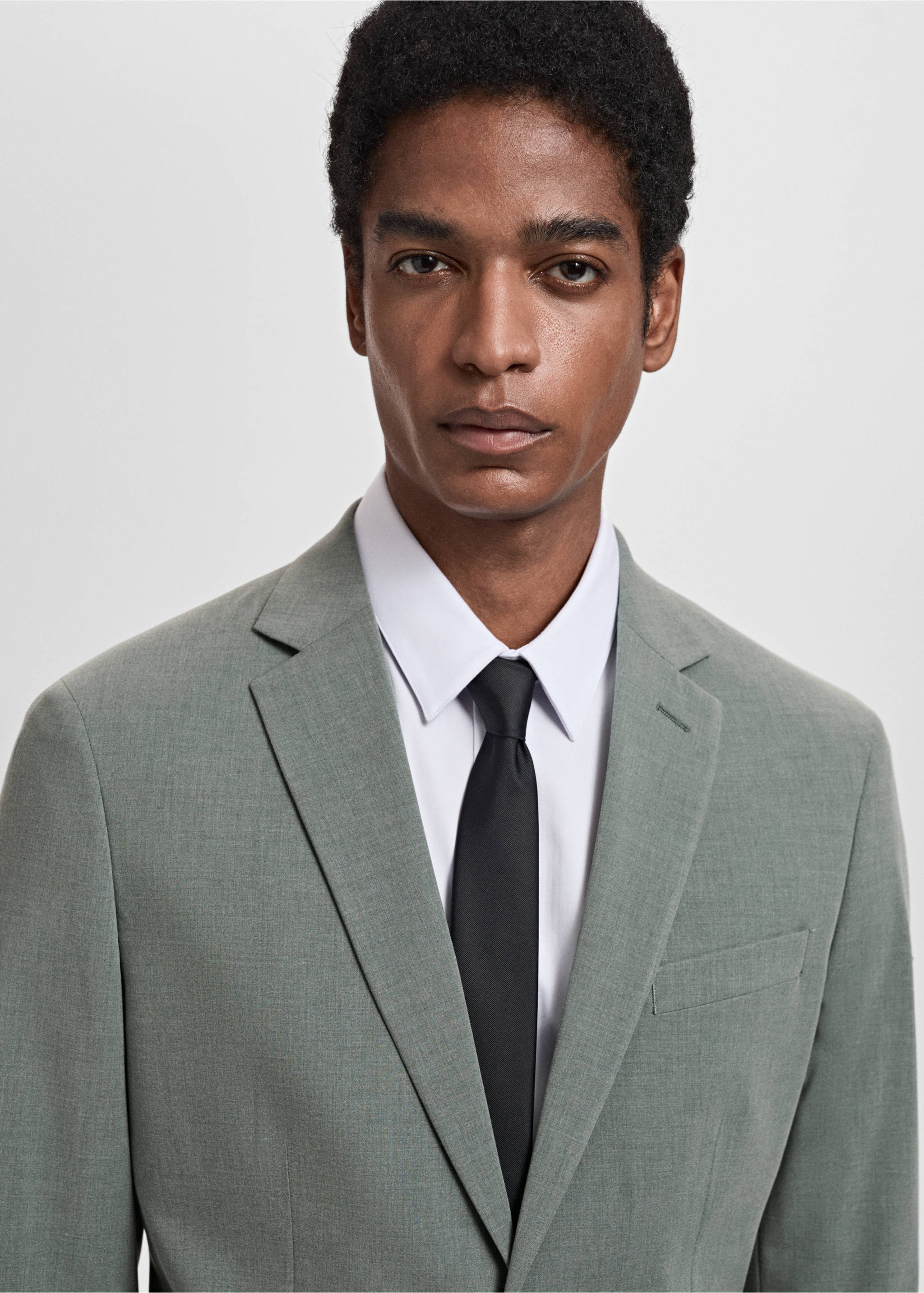 Super slim-fit suit jacket in stretch fabric - Details of the article 1, Green. Ref: 87065922-00.