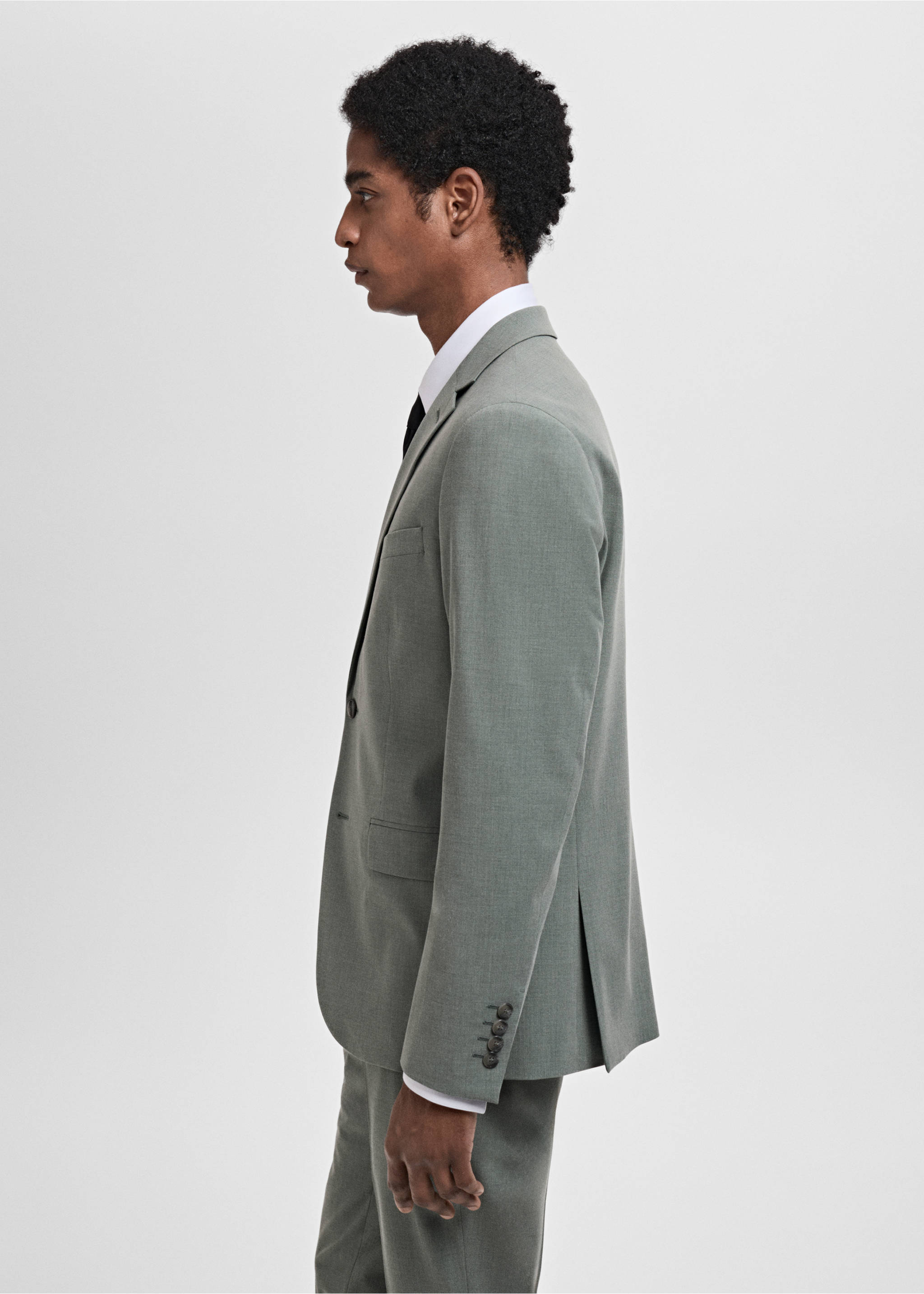 Super slim-fit suit jacket in stretch fabric - Details of the article 2, Green. Ref: 87065922-00.