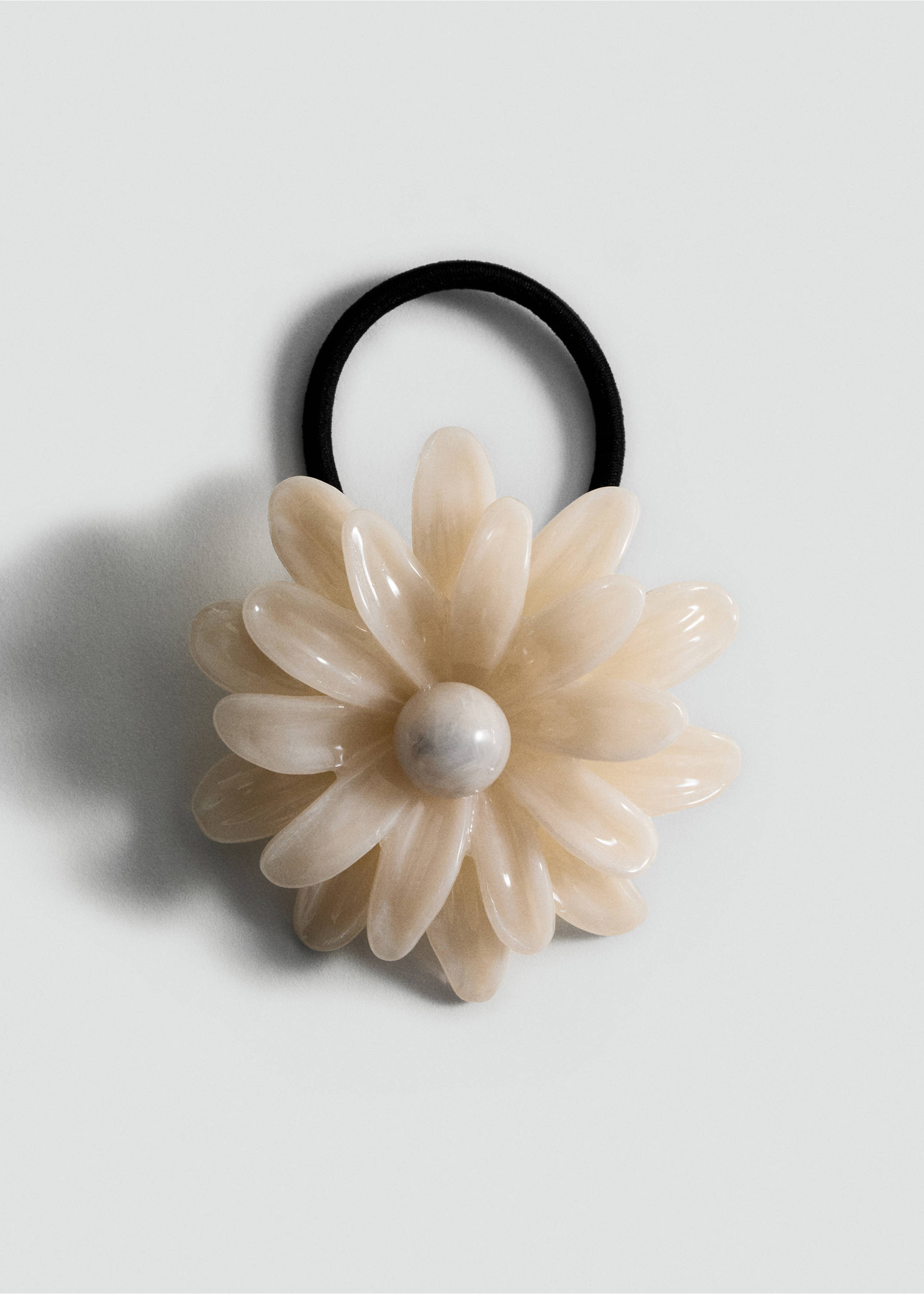 Rubber band with flower detail - Article without model, Ecru. Ref: 87065928-00.