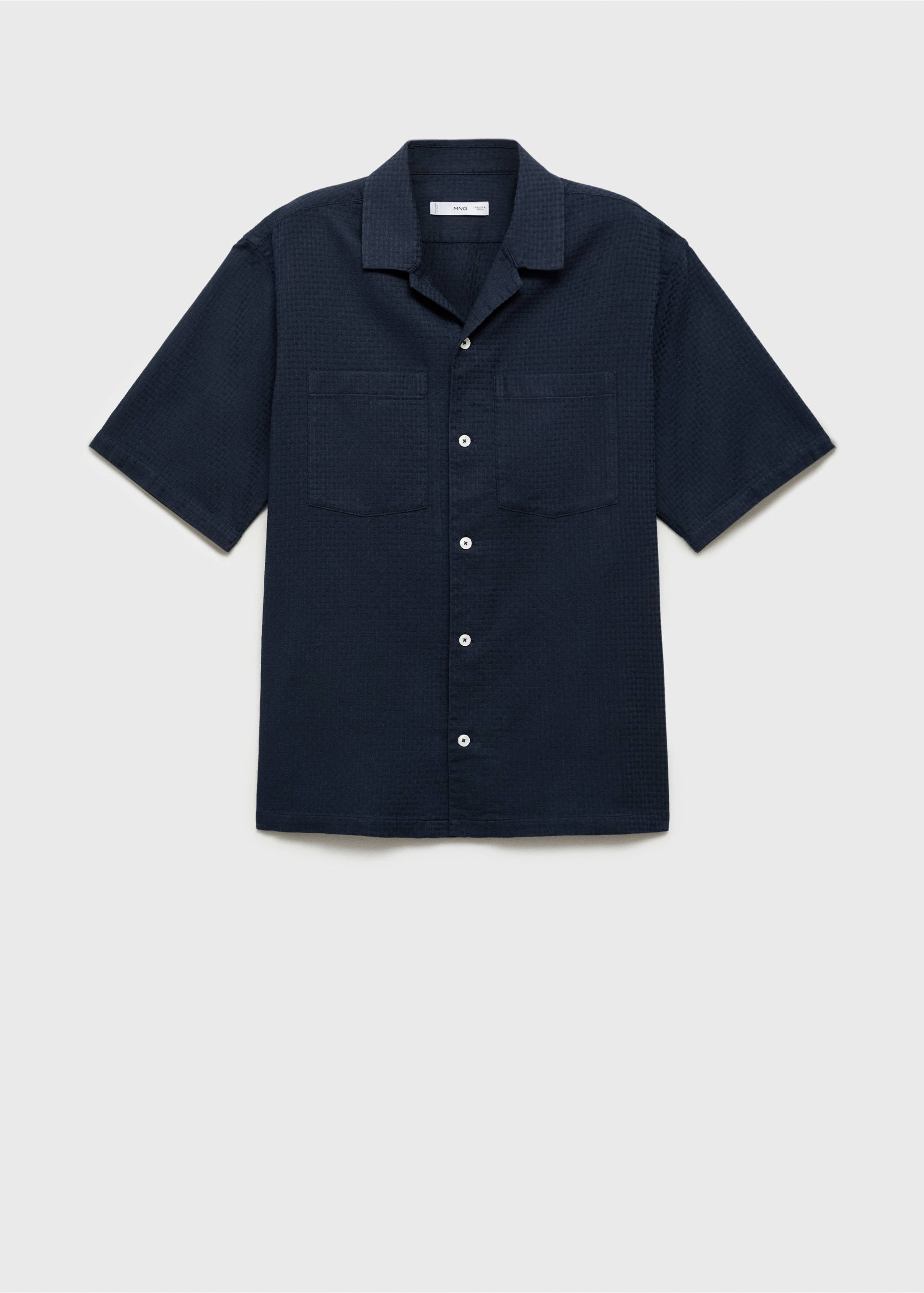 100% cotton check seersucker shirt - Article without model, Dark Navy. Ref: 87065929-00.