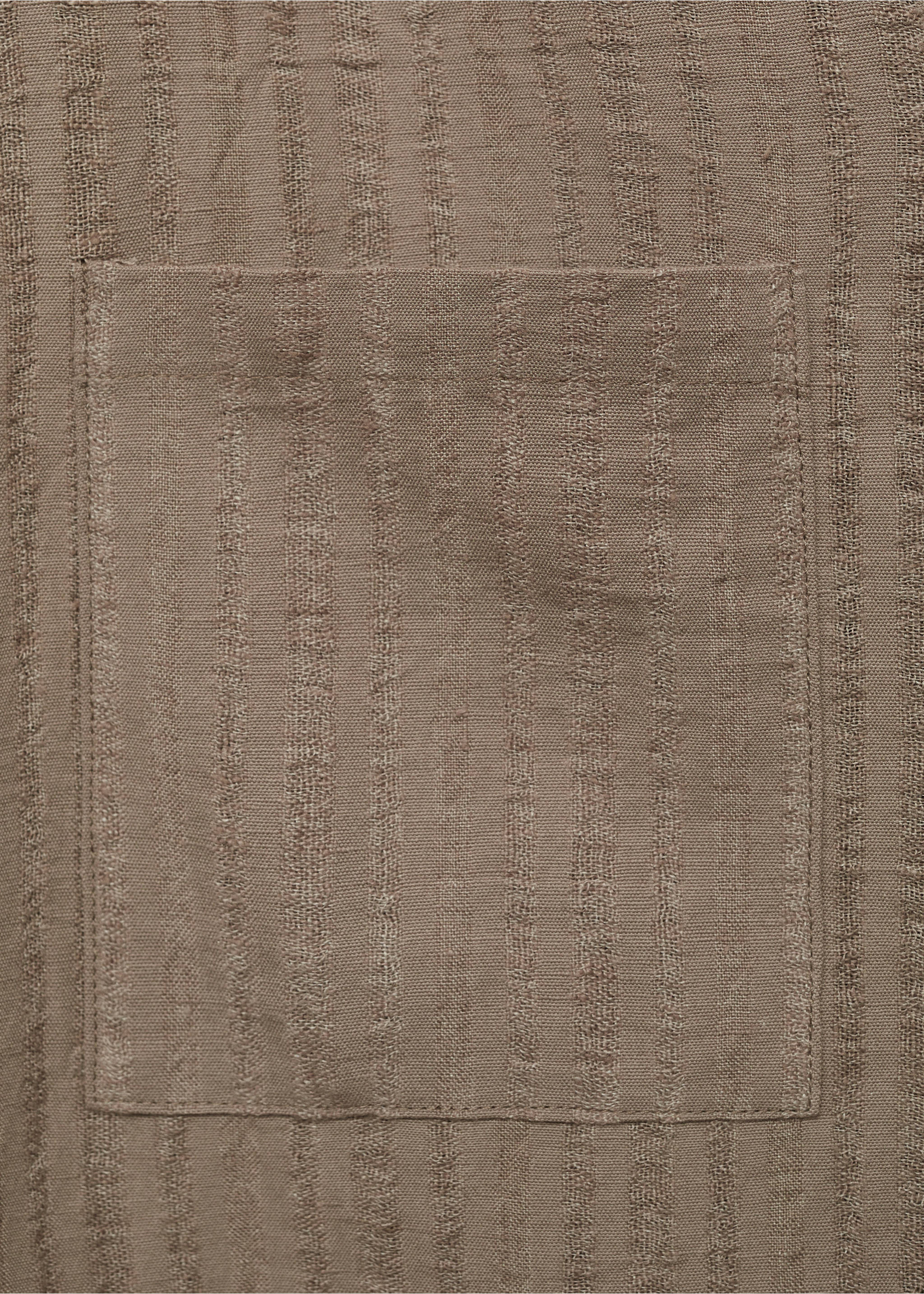 Chemise en lin mélangé rayures texture - Détail de l'article 0, Kaki. Ref: 87065930-00.