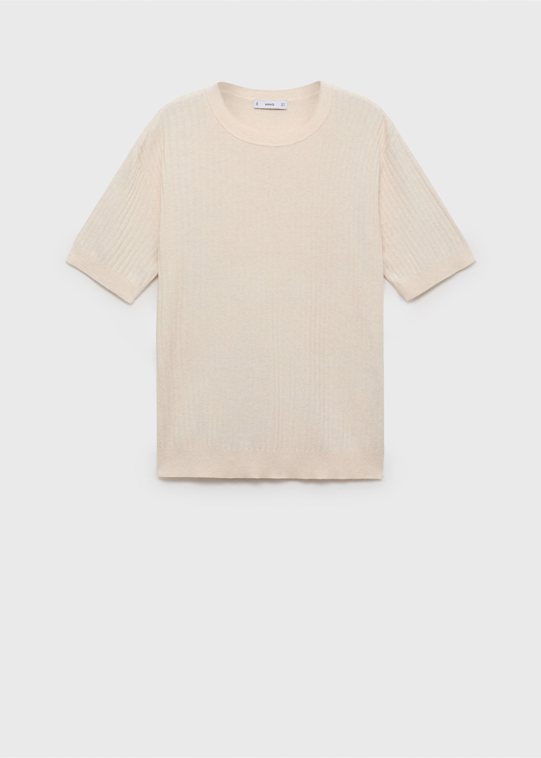 Textured striped T-shirt - Article without model, Ivory White. Ref: 87065933-00.